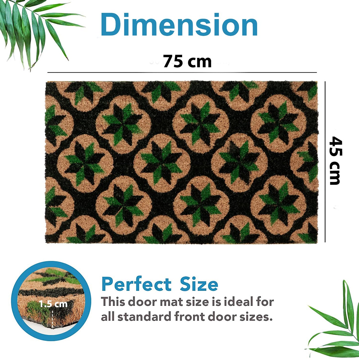 Coir Entrance Door Mat with Anti-Slip PVC Backing