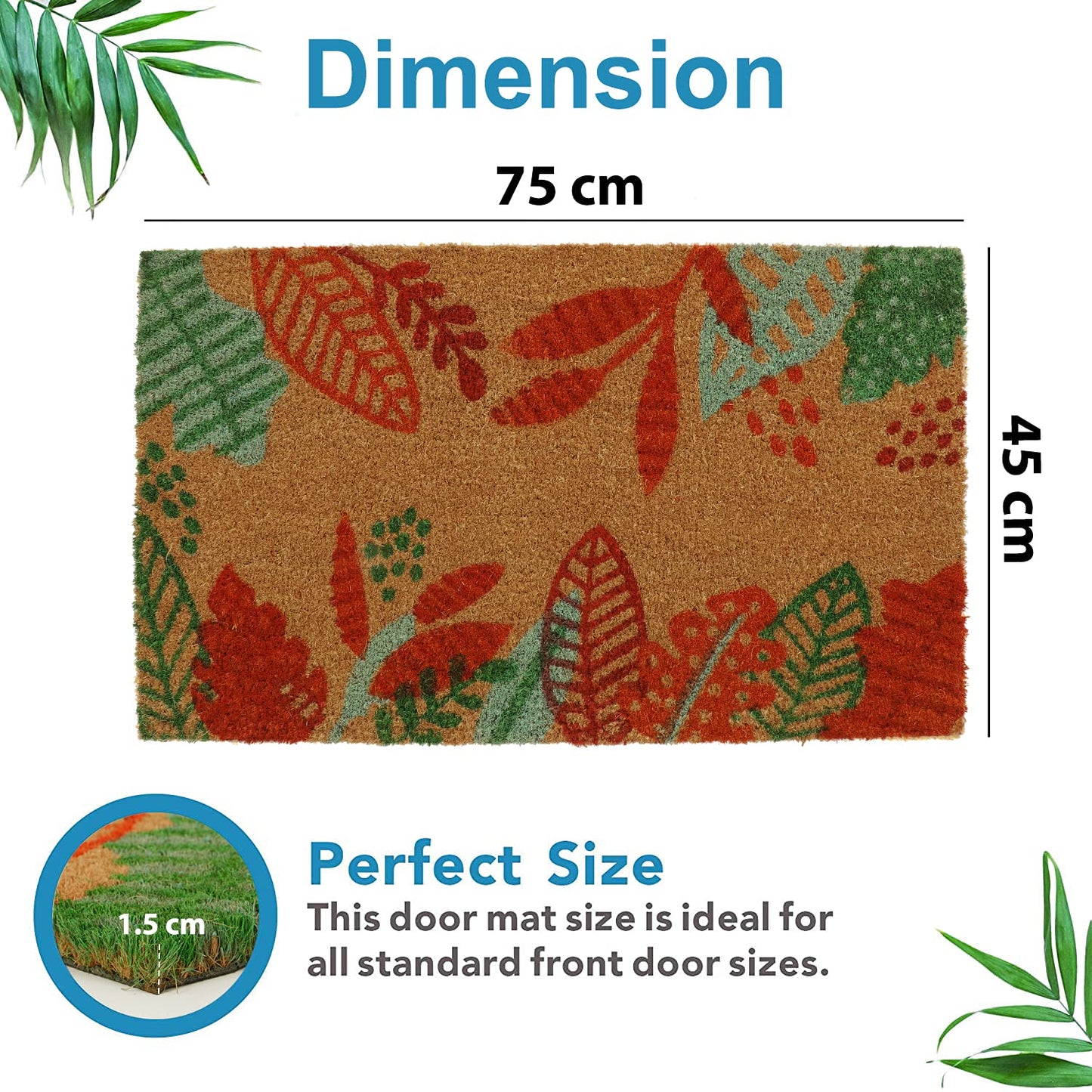 Coir Entrance Door Mat with Anti-Slip PVC Backing