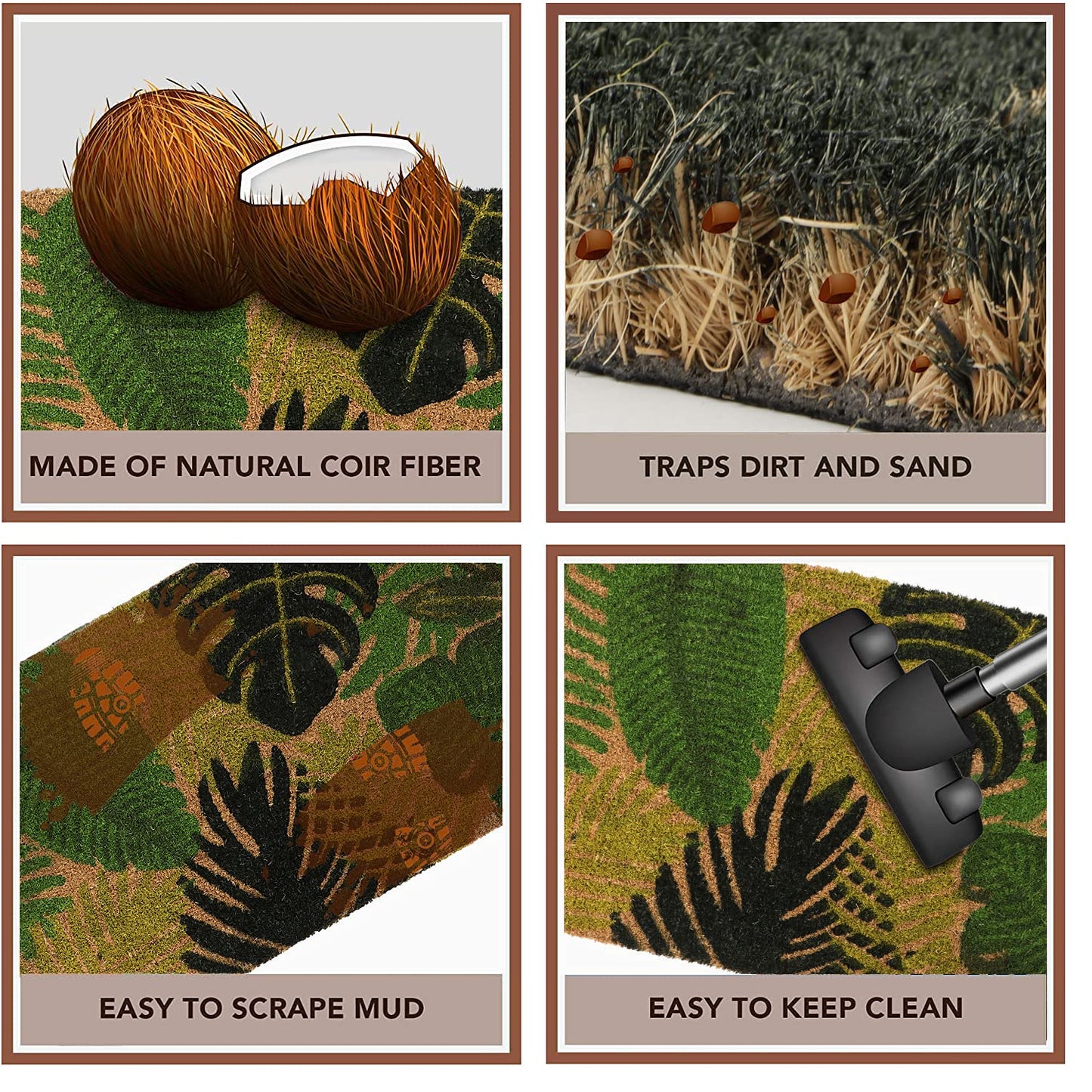 Coir Entrance Door Mat with Anti-Slip PVC Backing