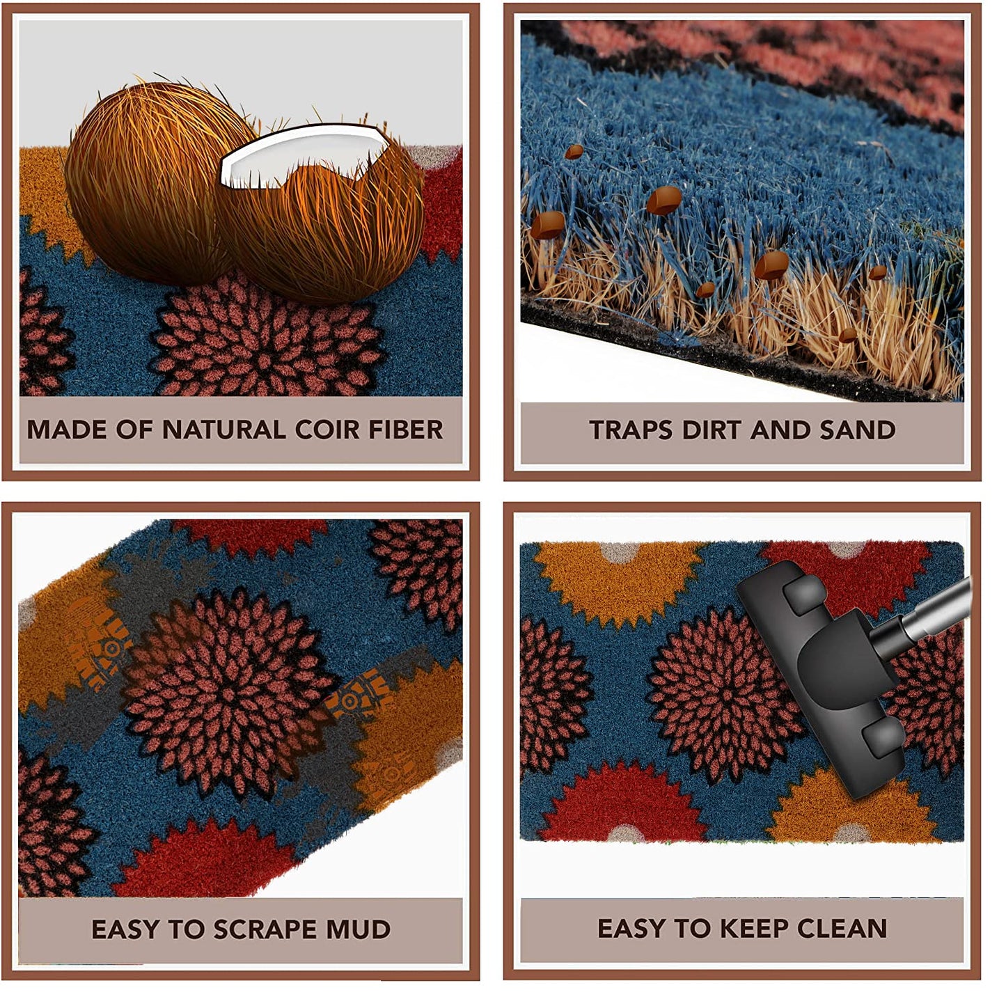 Coir Entrance Door Mat with Anti-Slip PVC Backing