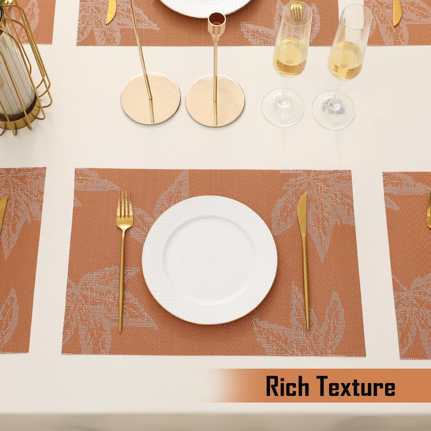 PVC Dining Table Mats, Orange Maple Leaf