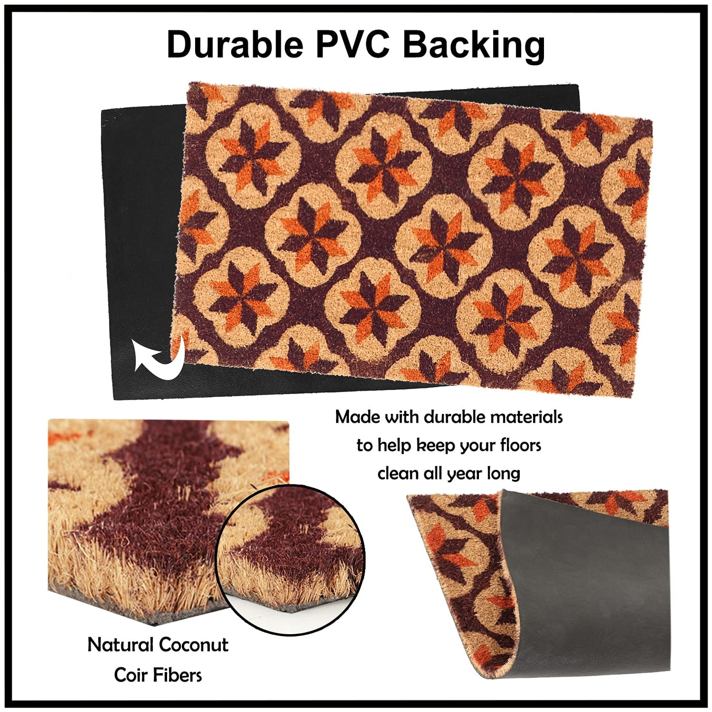 Coir Entrance Door Mat with Anti-Slip PVC Backing