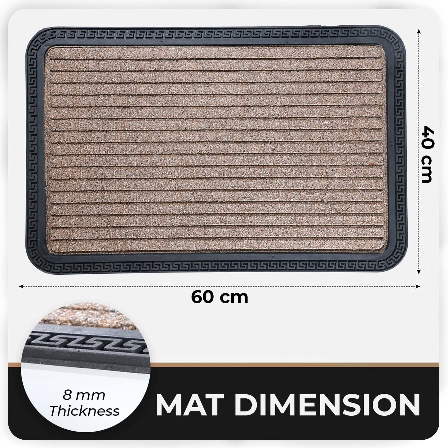 All Purpose Doormat with Rubber Backing, Thick mat for Outdoor and Indoor use, Brown
