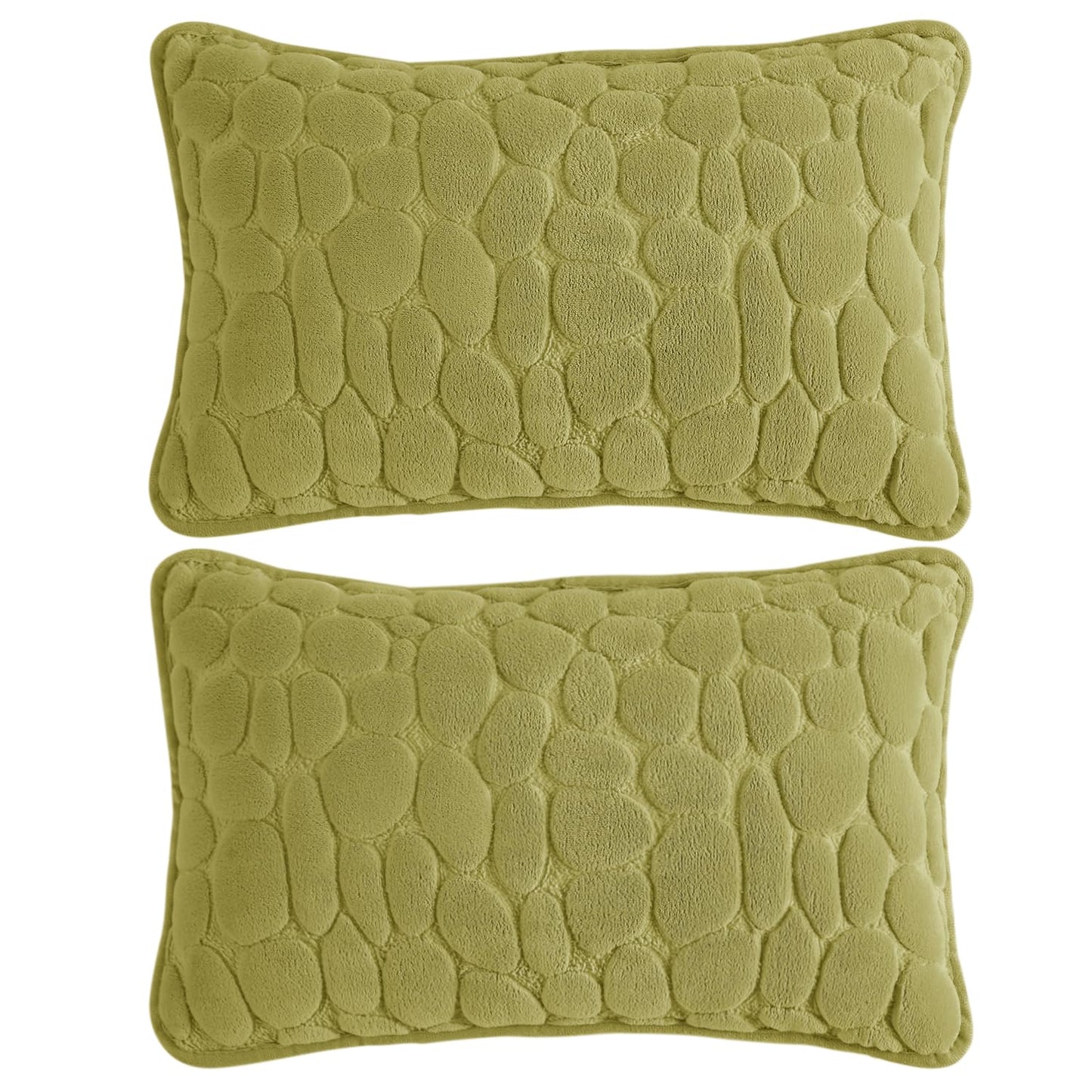 Buy Cute Pristine Green colour Zippered Pebble Texture Milk Velvet Cushion Covers