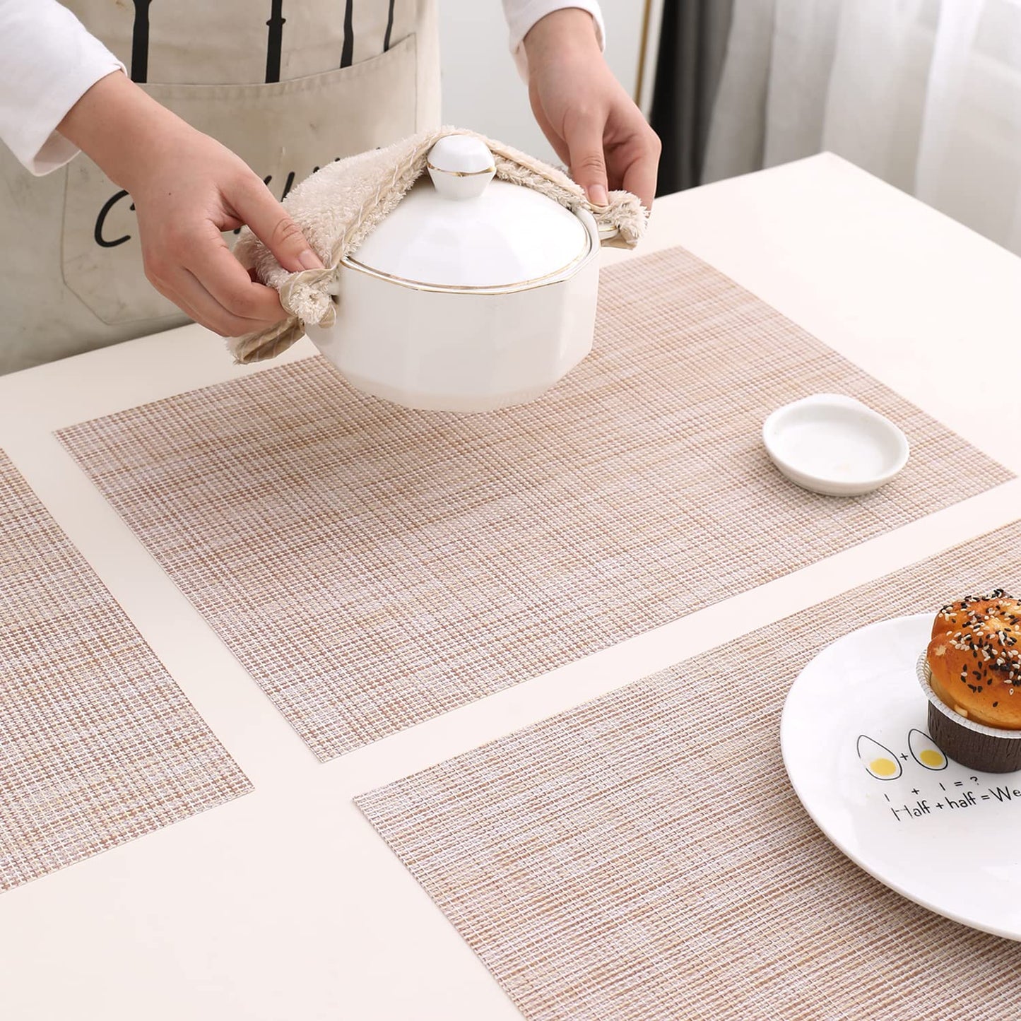 PVC Dining Table Mats, Beige