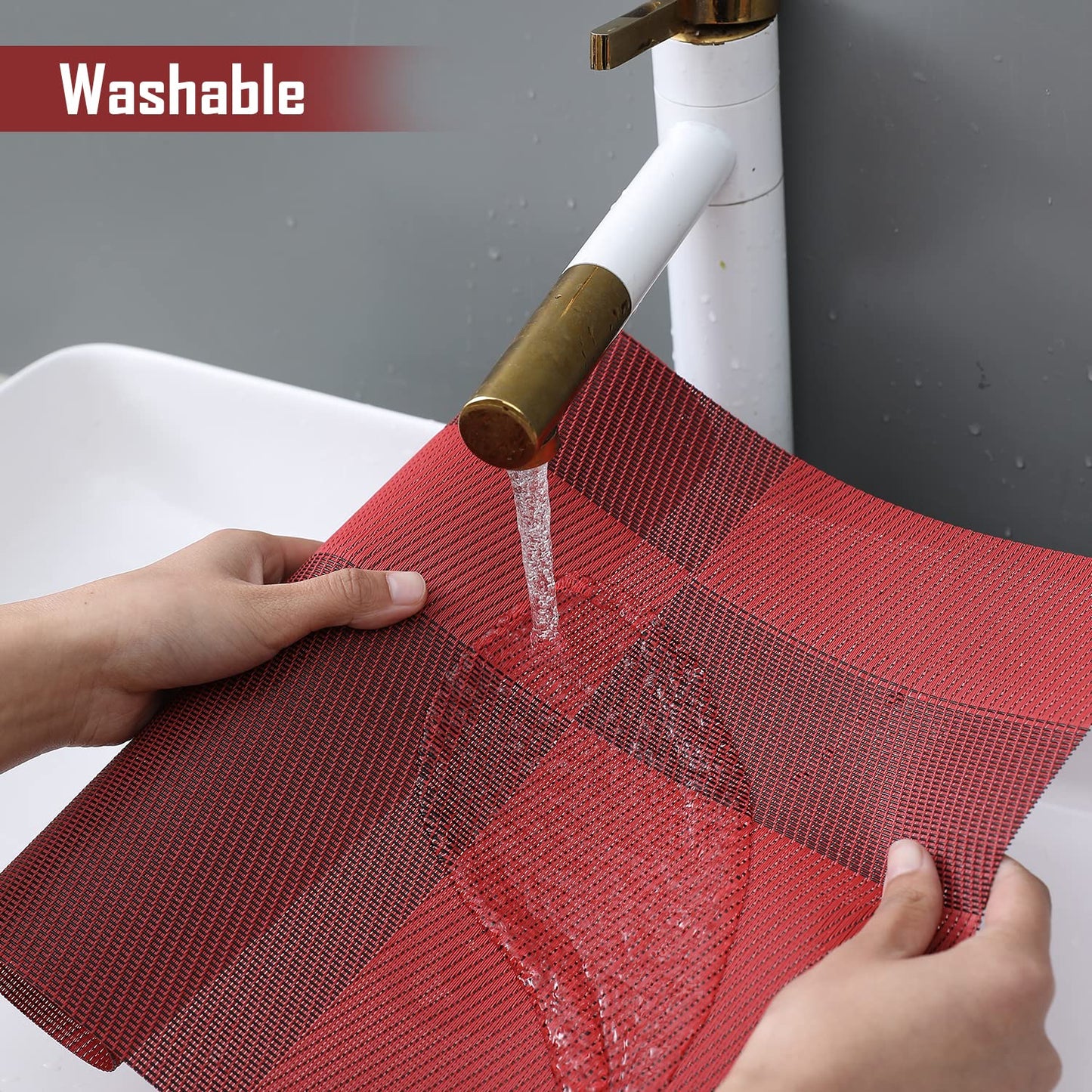 PVC Dining Table Mats, Ruby Red