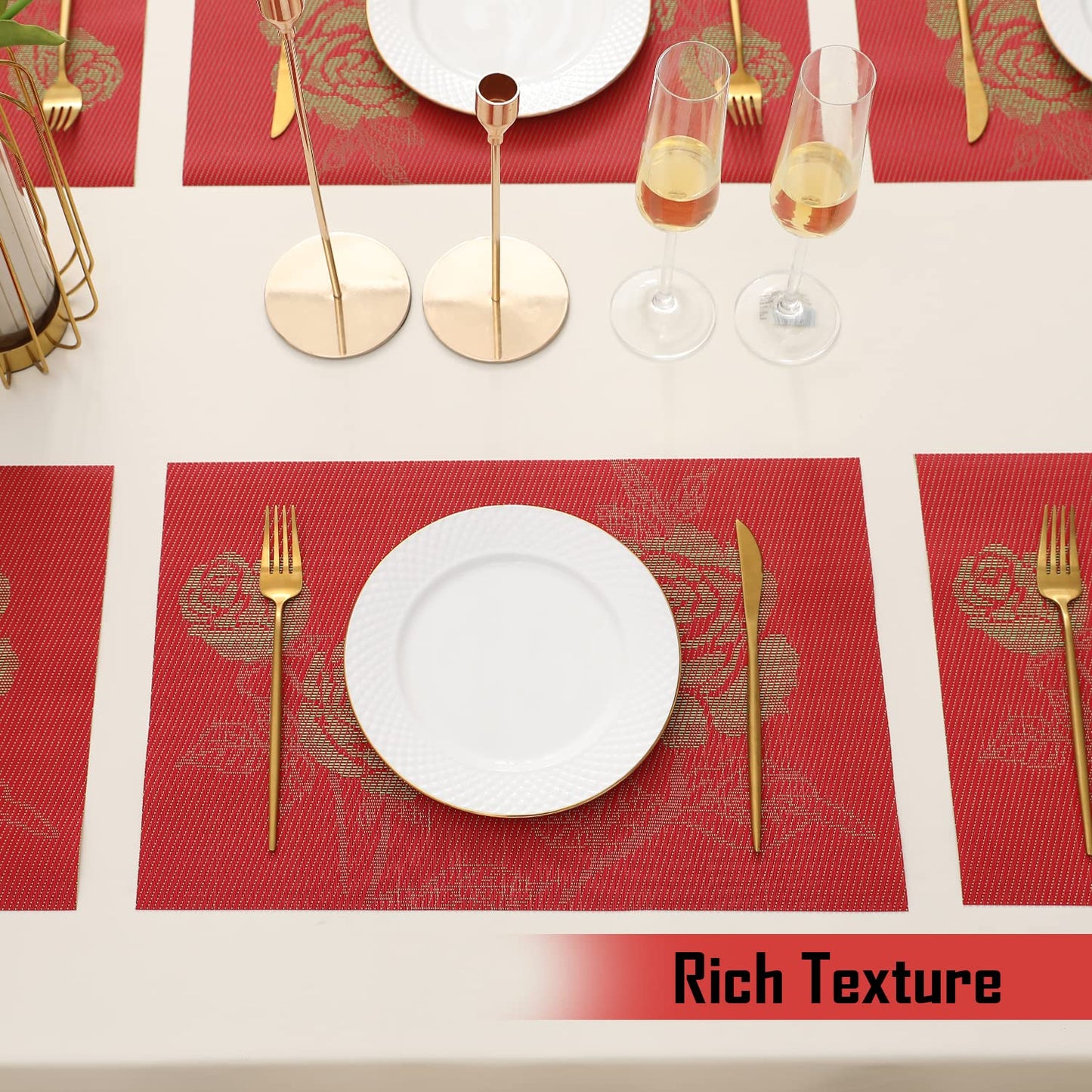 PVC Dining Table Mats, Crimson Red