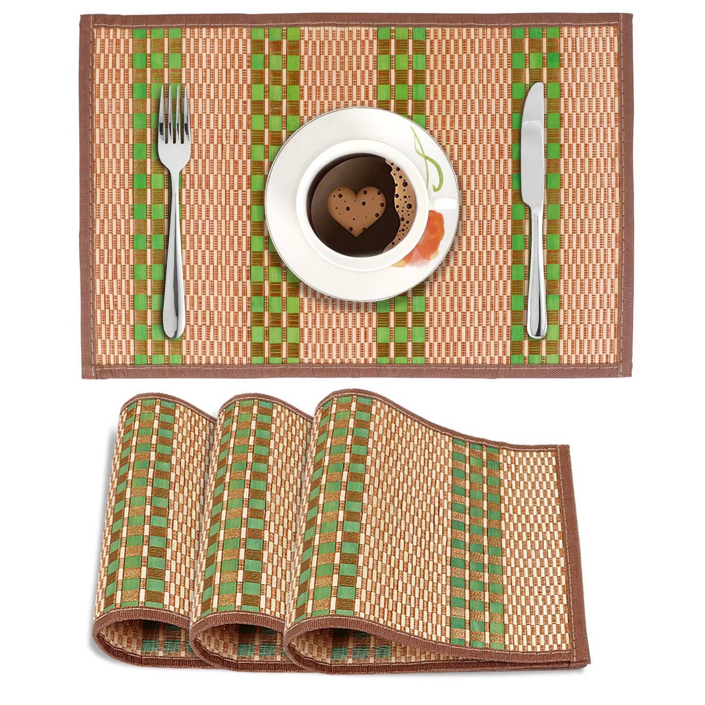 Heat Resistant Bamboo Dinner Mats, Green