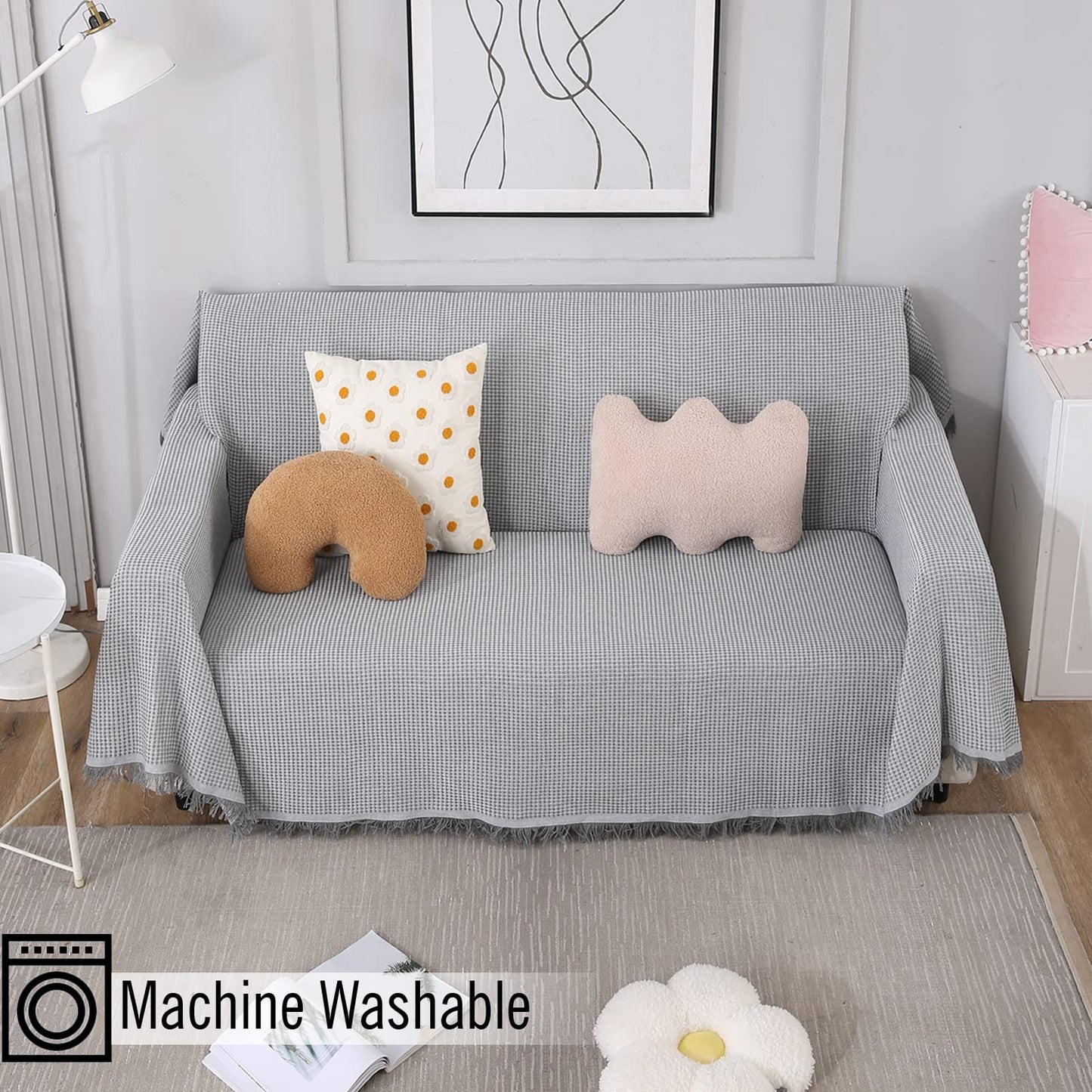Grey colour sofa throw best for 1, 2, 3 seater and 3+1, 3+1+1, & 3+2 seater sofa sets