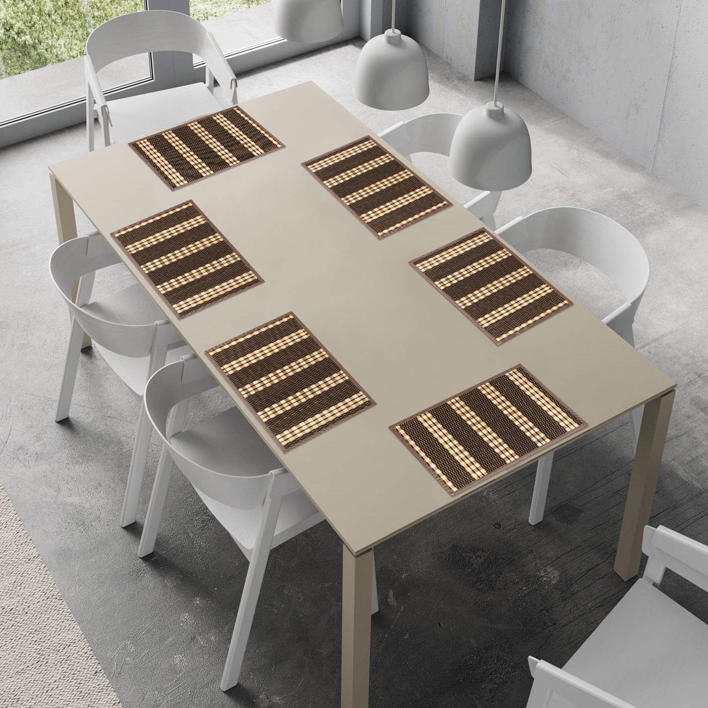 Heat Resistant Bamboo Dinner Mats, Dark Brown