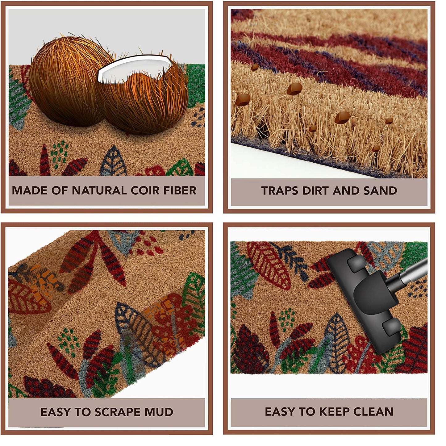 Coir Entrance Door Mat with Anti-Slip PVC Backing