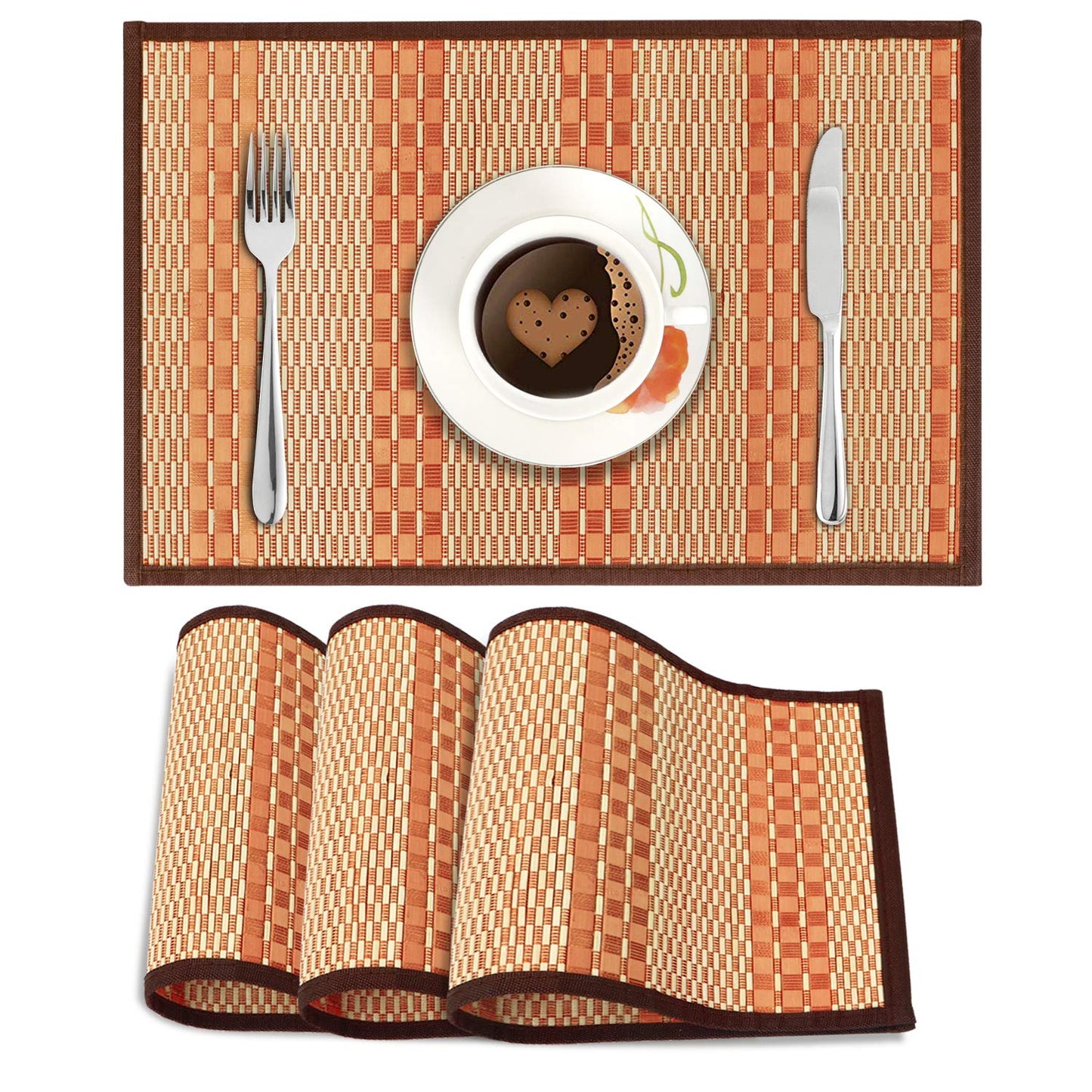 Heat Resistant Bamboo Dinner Mats, Orange