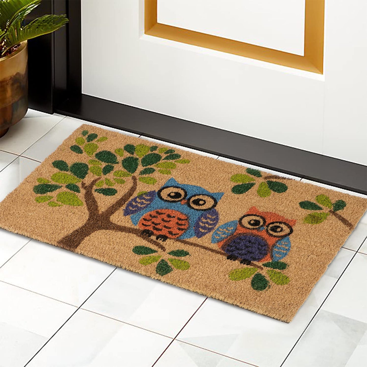 Large 45x75 Natural Coconut Coir Inside Outside Mats for Entrance Main Door Mat, Multicolor