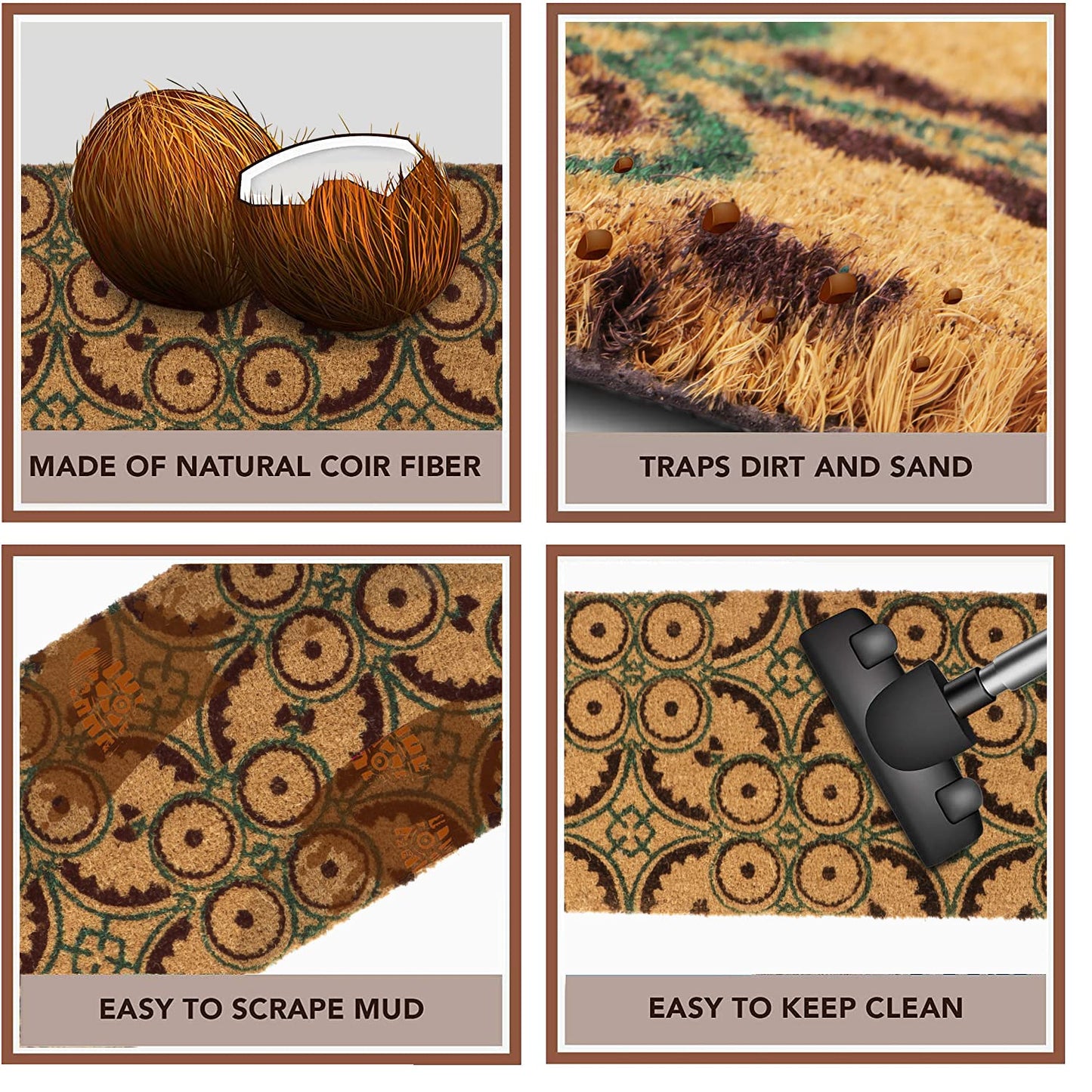 Coir Entrance Door Mat with Anti-Slip PVC Backing