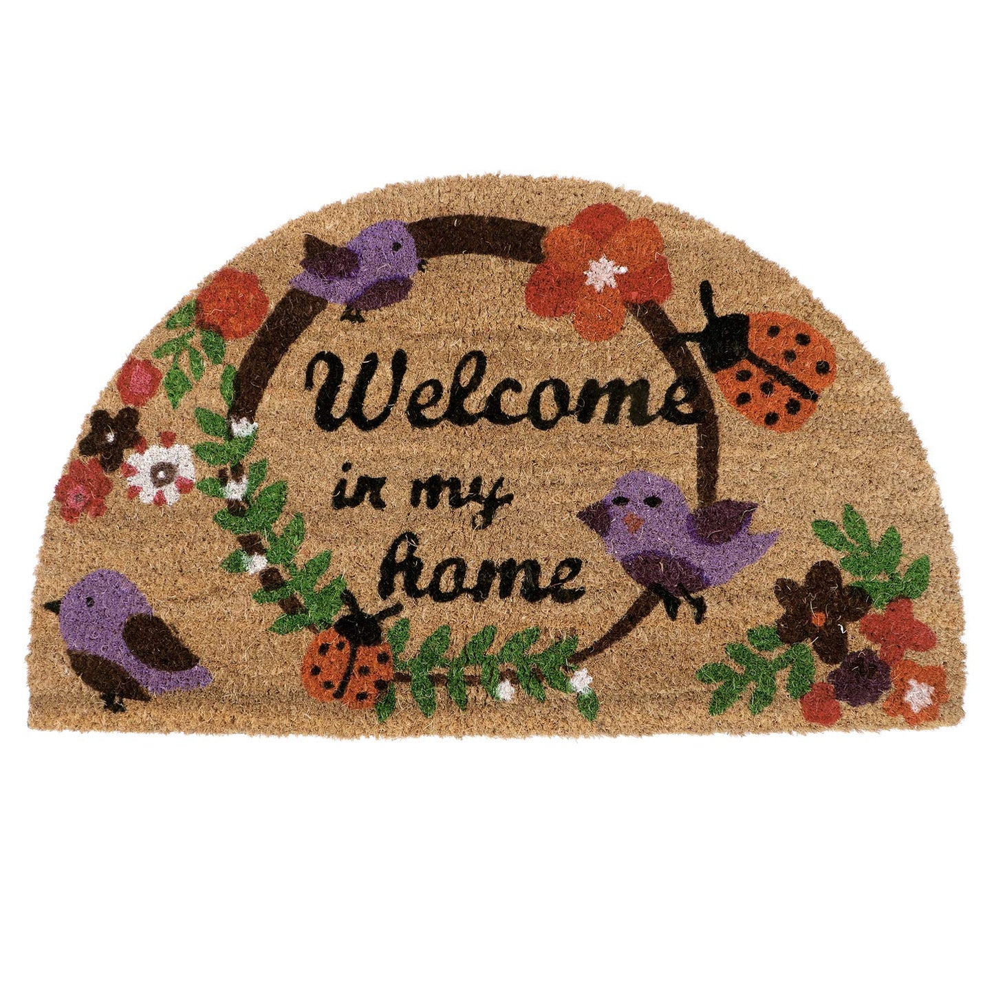 Large 45x75cm Coir Door Mats for Entrance Big Size Welcome Mat, Purple
