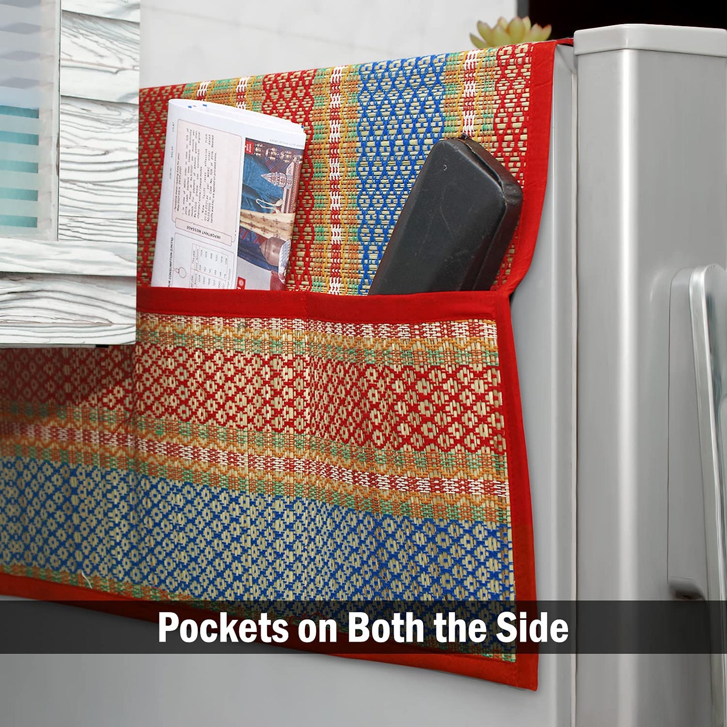 Buy Stylish Red Fridge Ka Cover with Side Pockets Online | HOKIPO