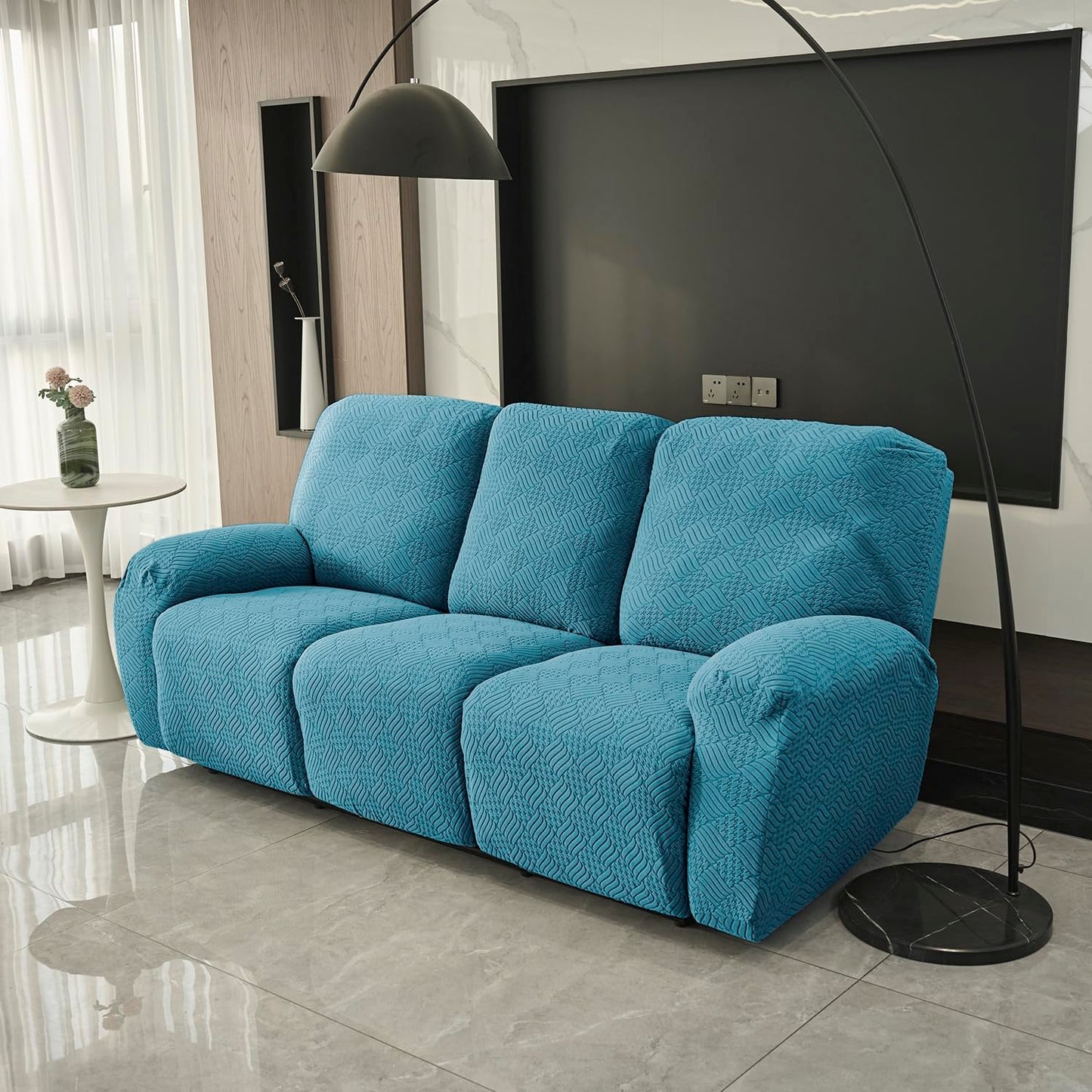 Premium 170 GSM Jacquard Fully Covered Recliner Sofa Cover for 1/2/3 Seaters, Turquoise
