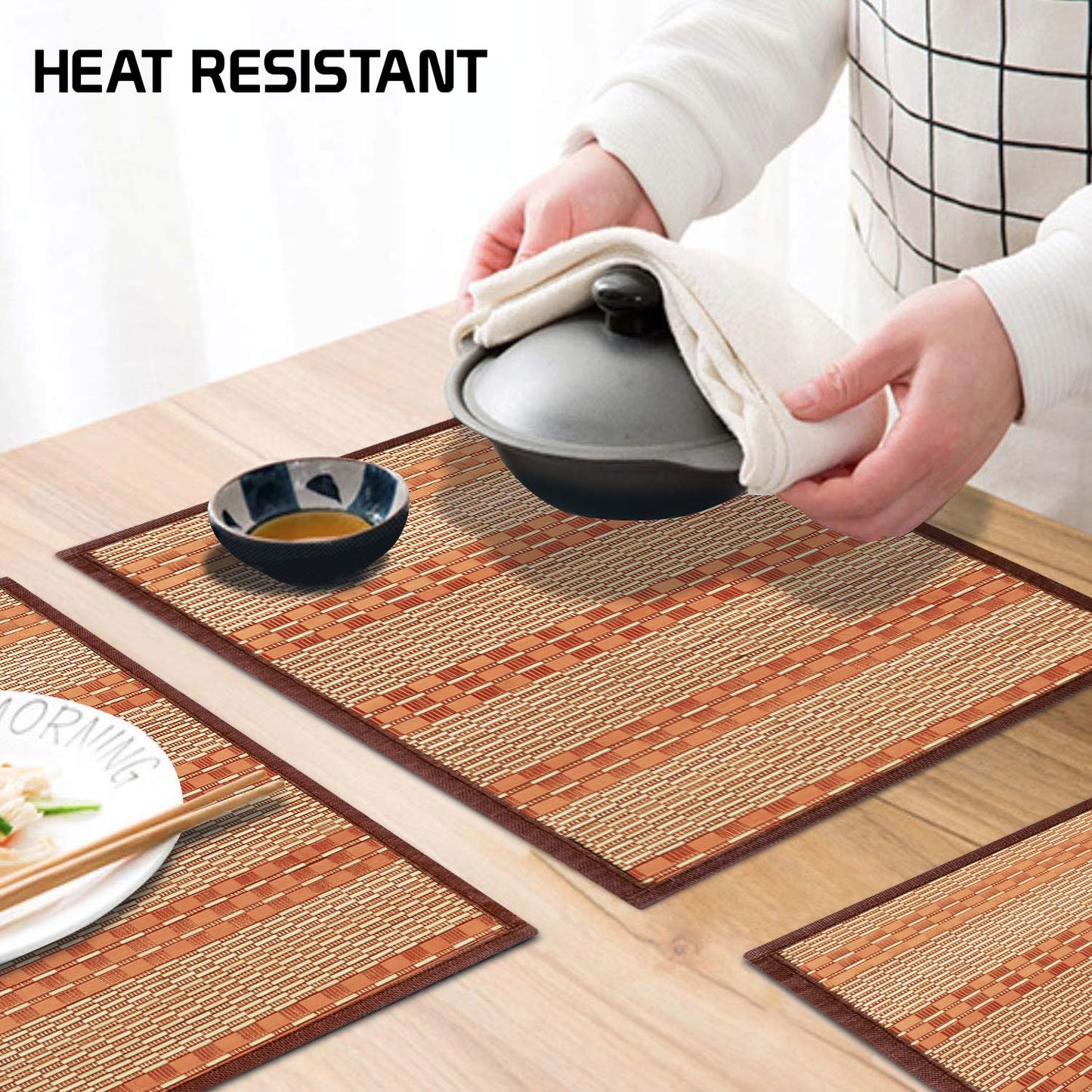 Heat Resistant Bamboo Dinner Mats, Orange