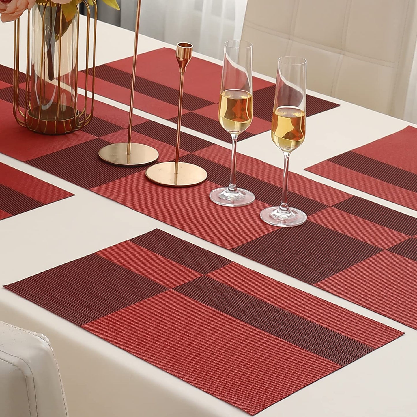 PVC Dining Table Mats, Ruby Red