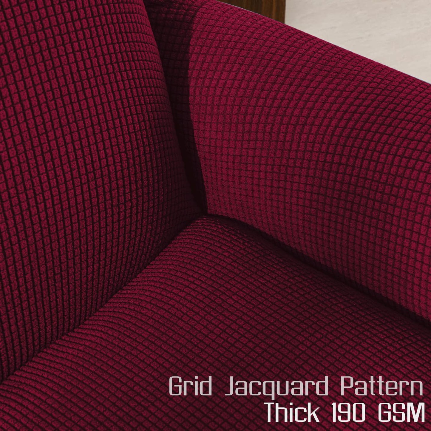 Wine Jacquard Elastic Chair Cover for Wingback Chair
