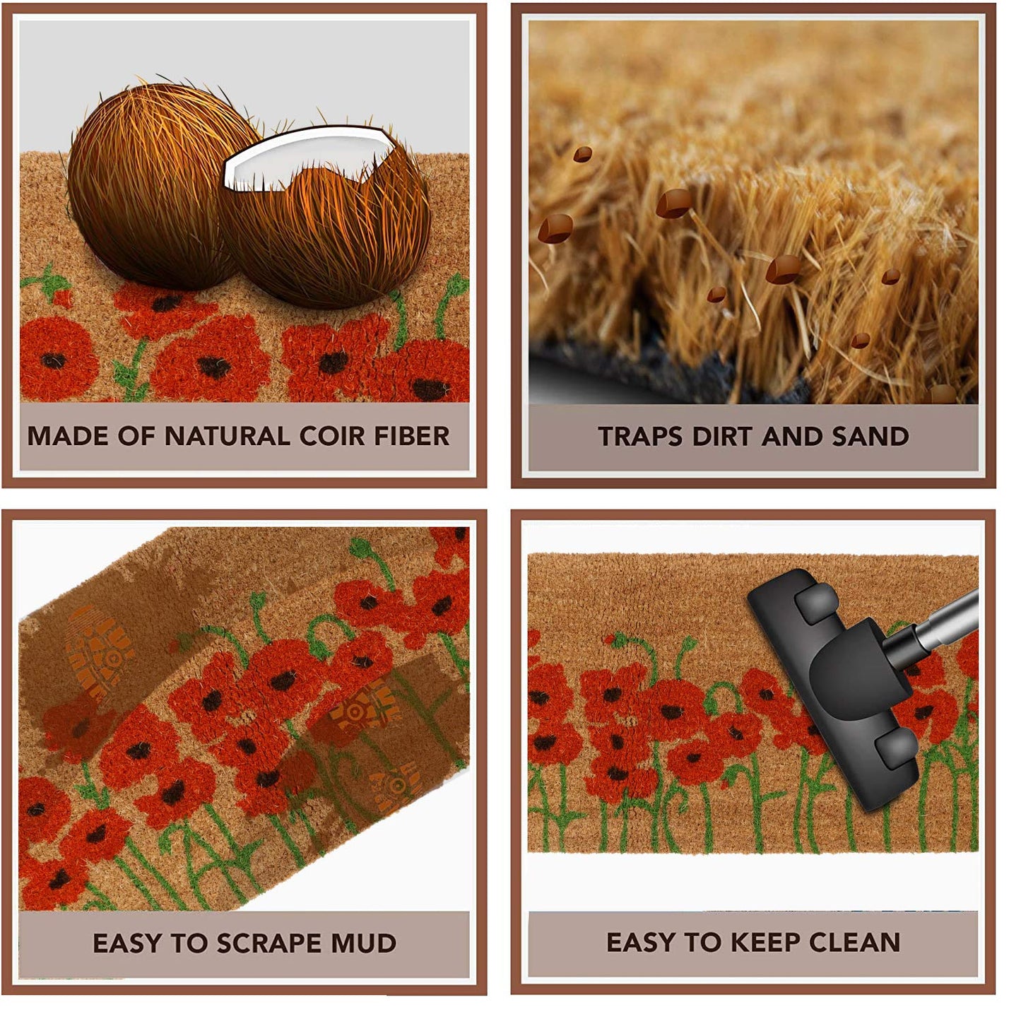 Coir Entrance Door Mat with Anti-Slip PVC Backing
