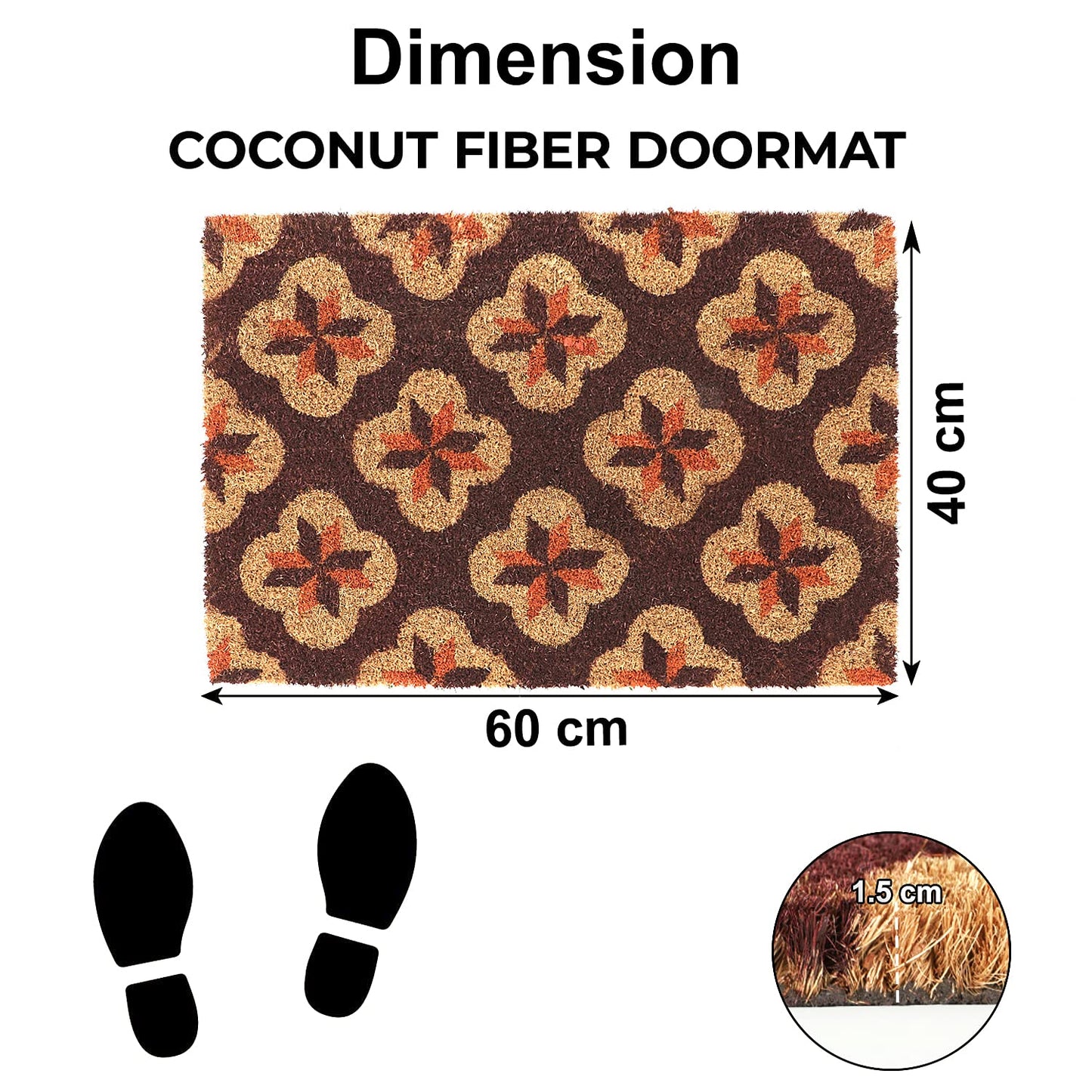 Coir Entrance Door Mat with Anti-Slip PVC Backing