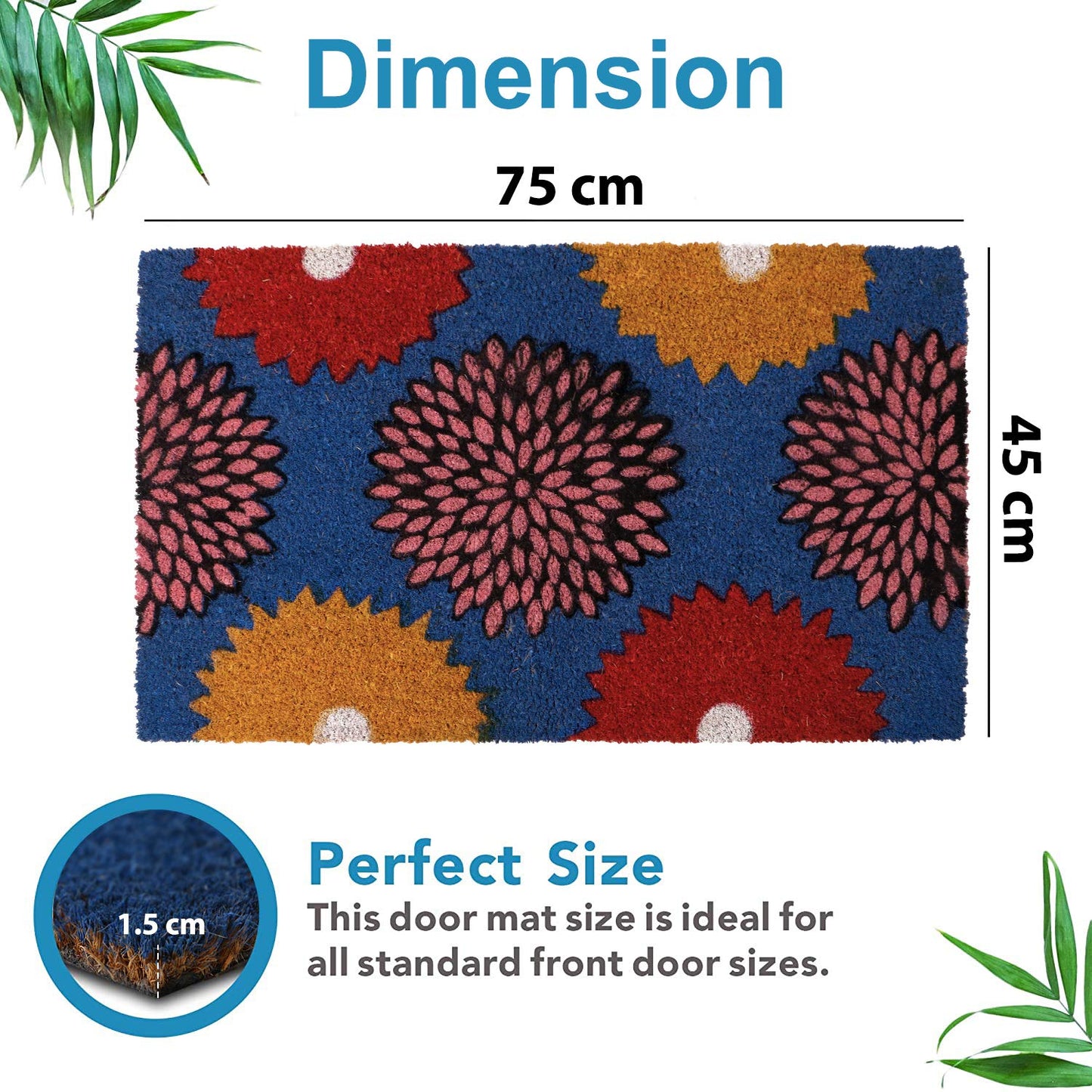 Coir Entrance Door Mat with Anti-Slip PVC Backing