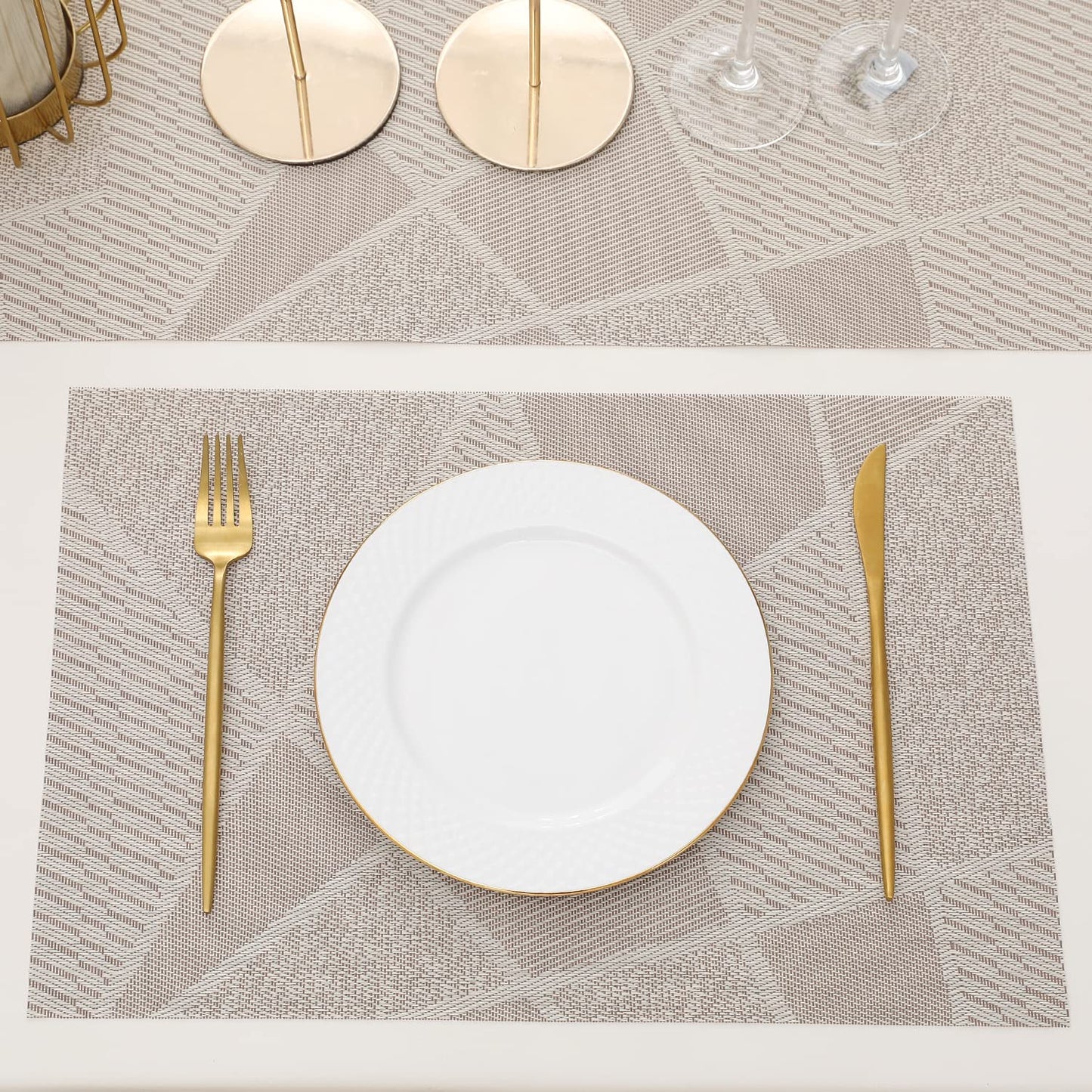 PVC Dining Table Mats, Abstract Beige
