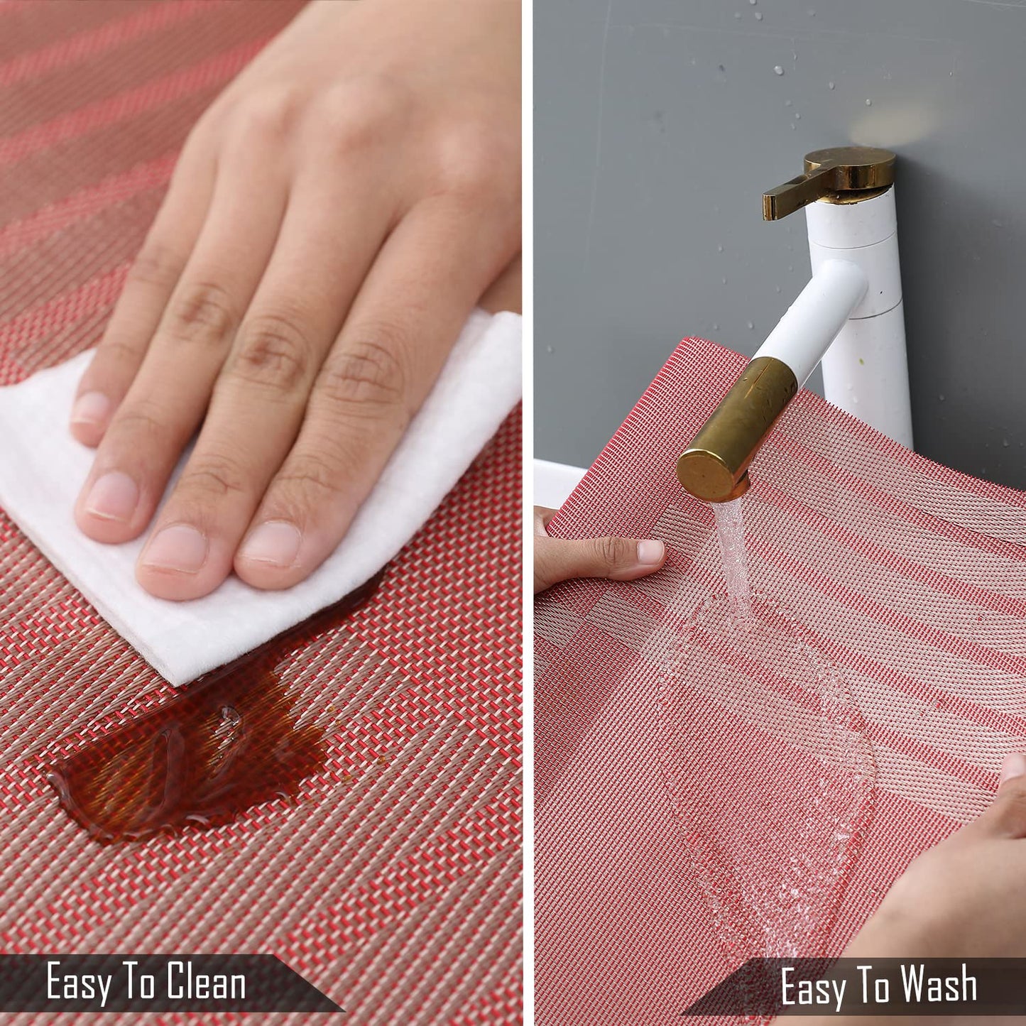 PVC Dining Table Mats, Red