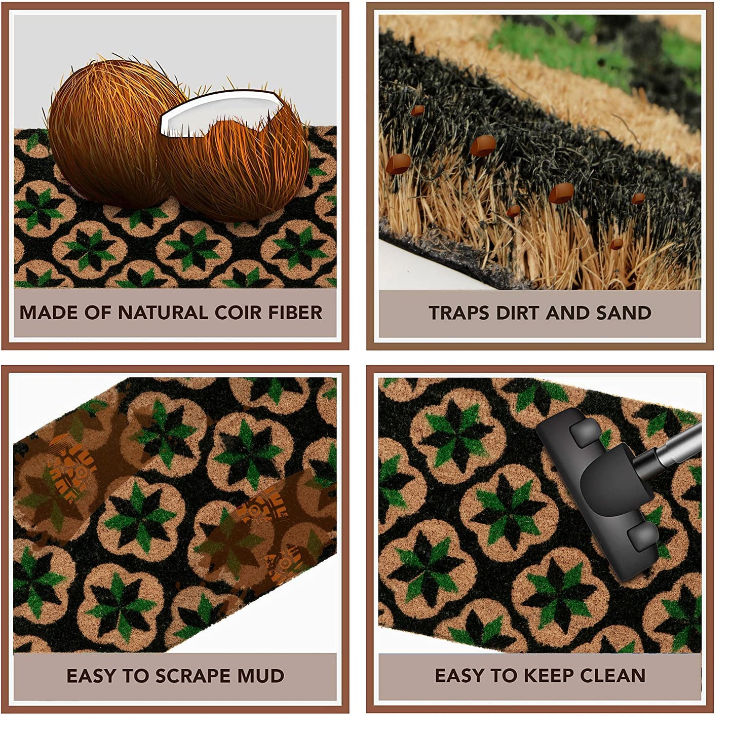 Coir Entrance Door Mat with Anti-Slip PVC Backing