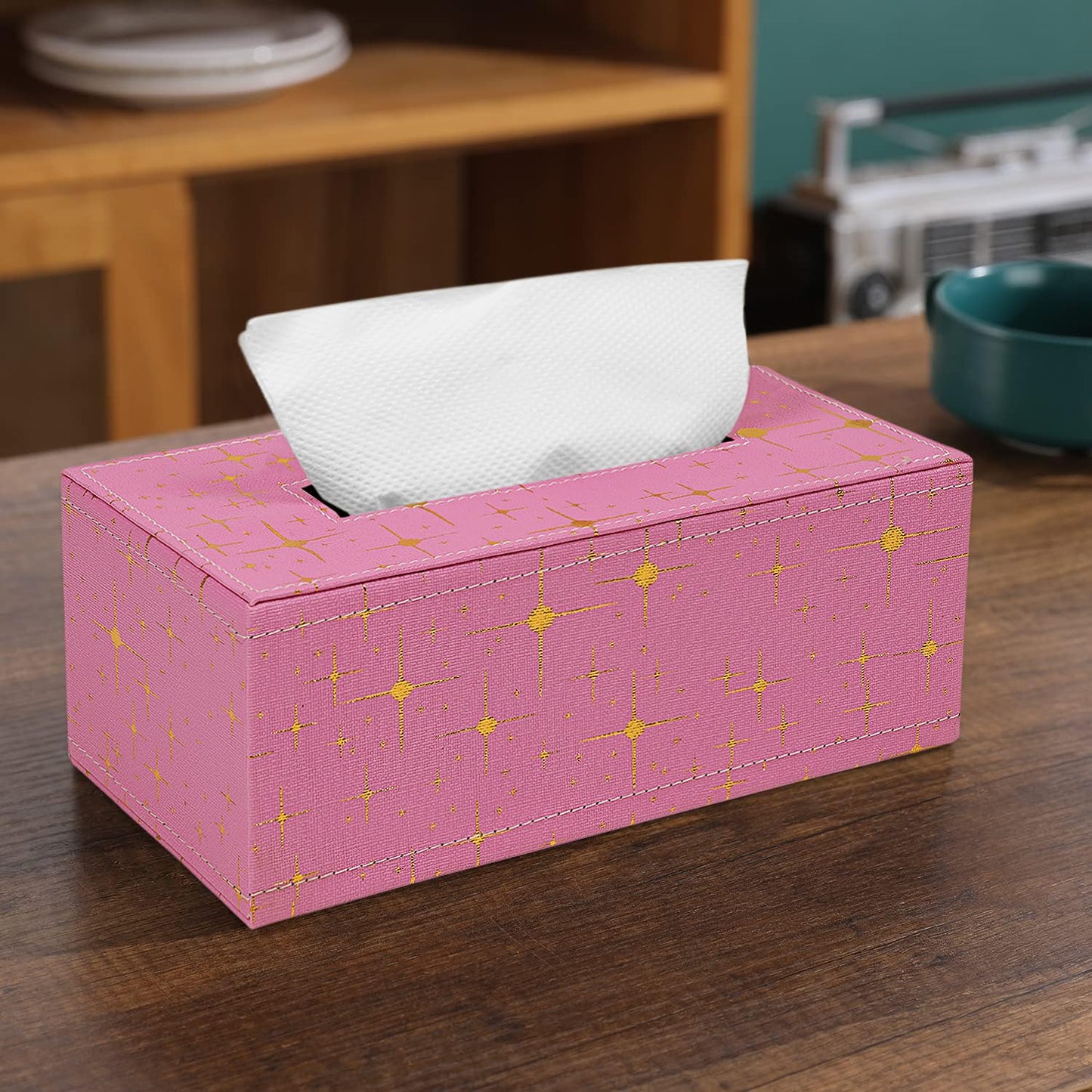Buy dark pink faux leather large tissue paper holder at online | HOKIPO