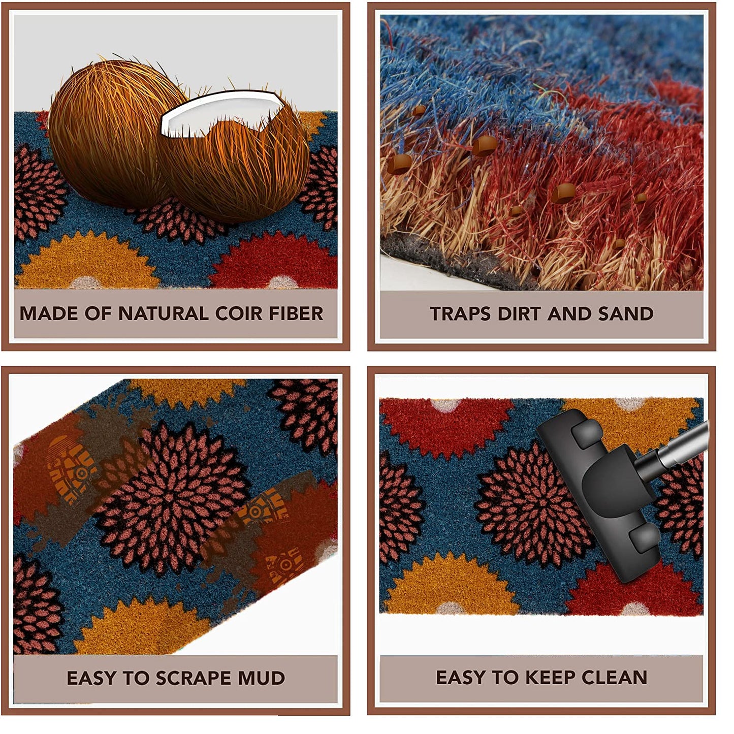 Coir Entrance Door Mat with Anti-Slip PVC Backing