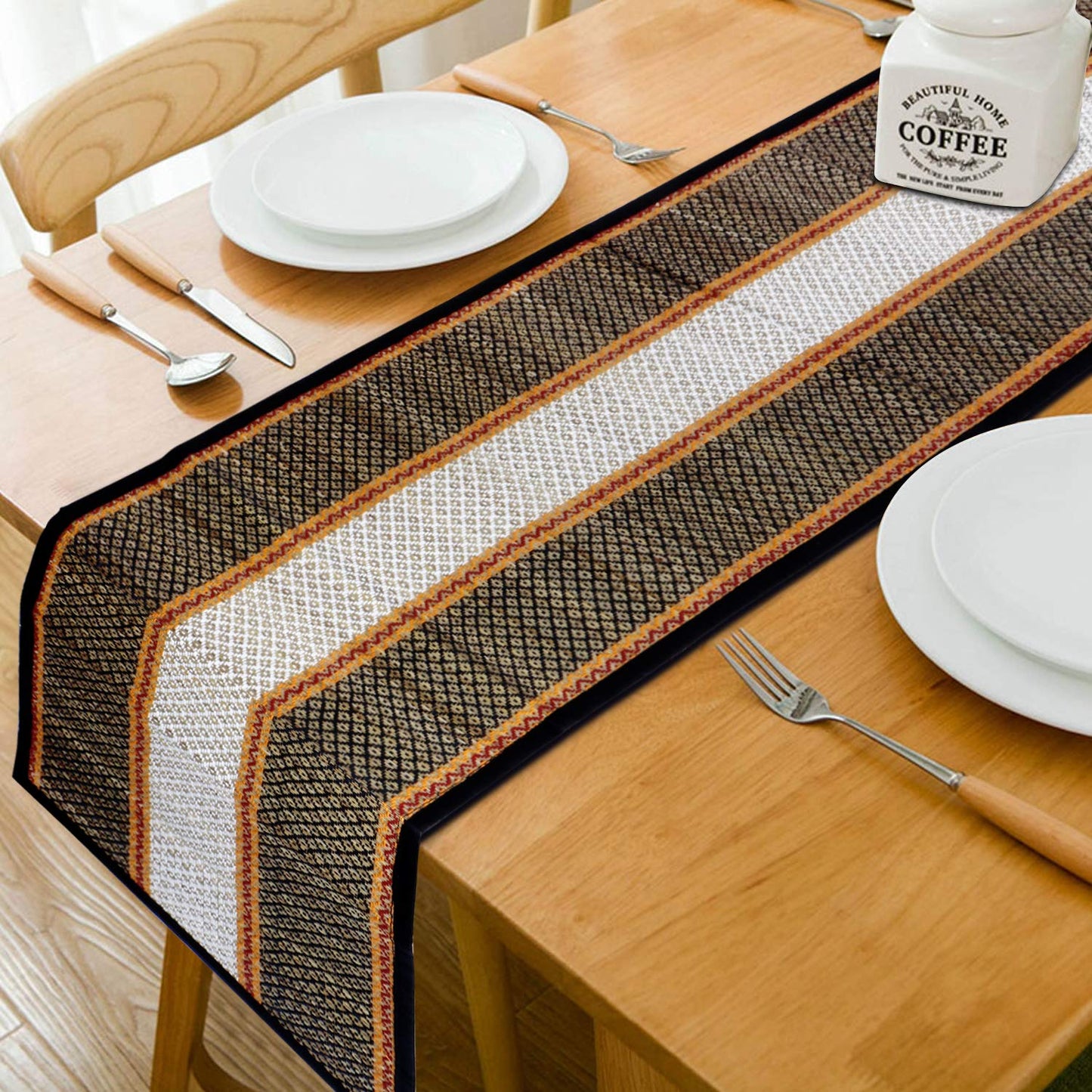 Natural Handmade Madurkathi Table Runner for Dining Table, Centre Table, Coffee Table, Teapoy, Black