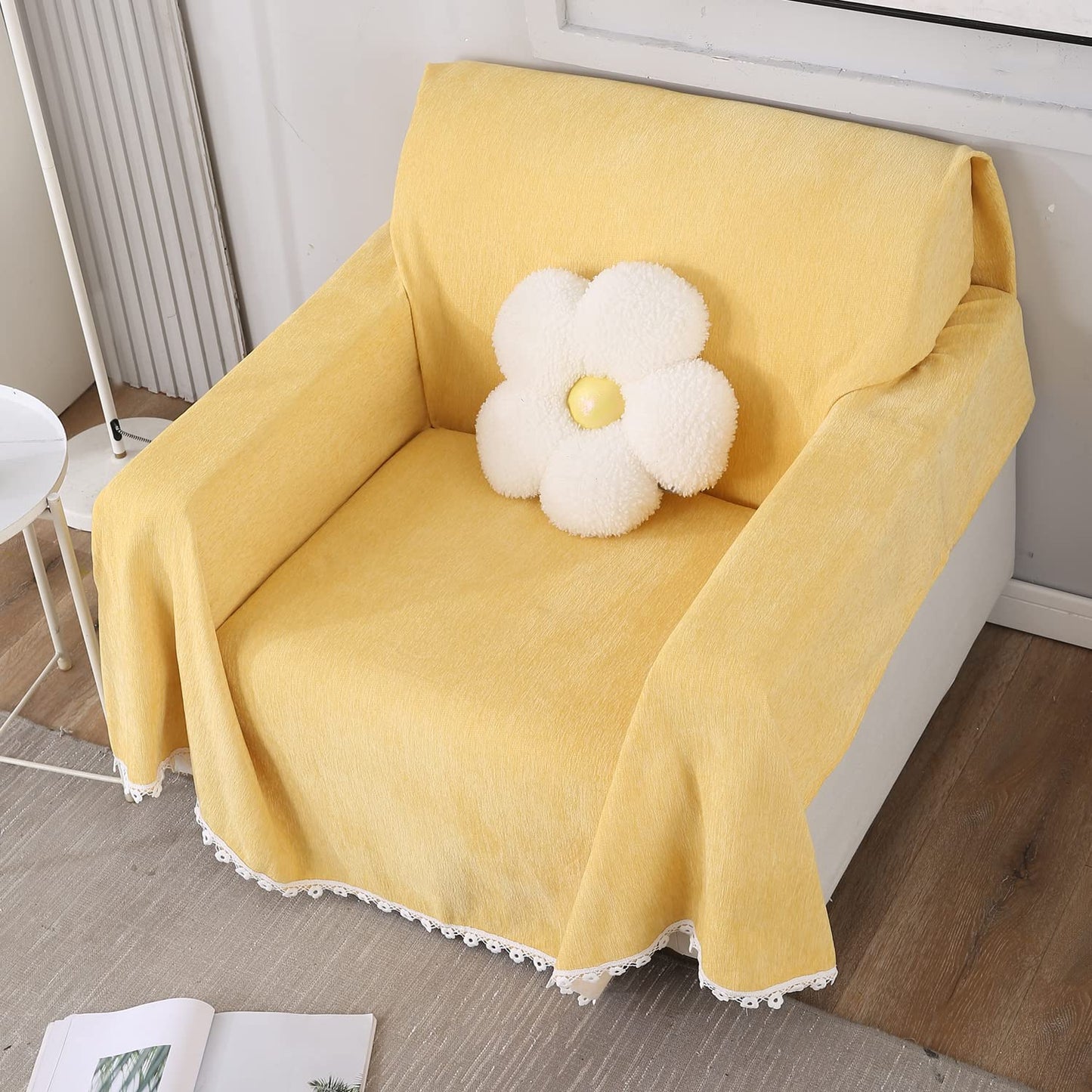 Chenille Sofa Couch Slipcover, Yellow for 1/2/3 Seater