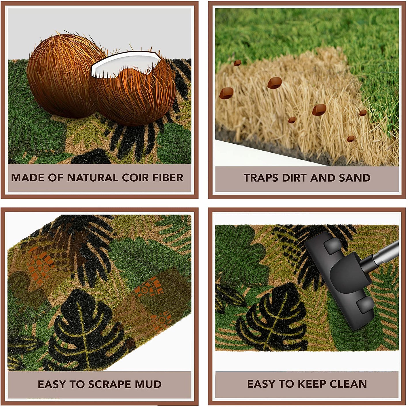 Coir Entrance Door Mat with Anti-Slip PVC Backing