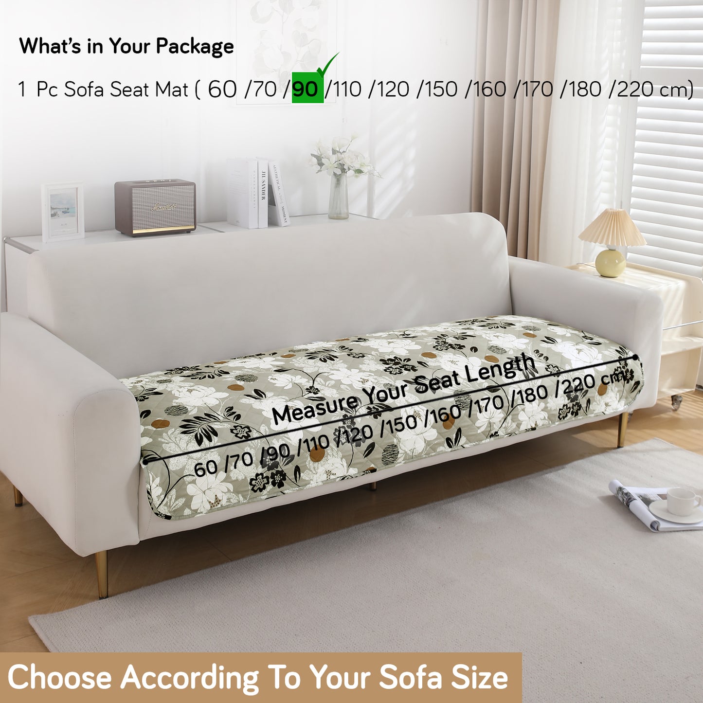 HOKIPO Water Repellent + Waterproof Quilted Sofa Mats, Feather Brown Floral