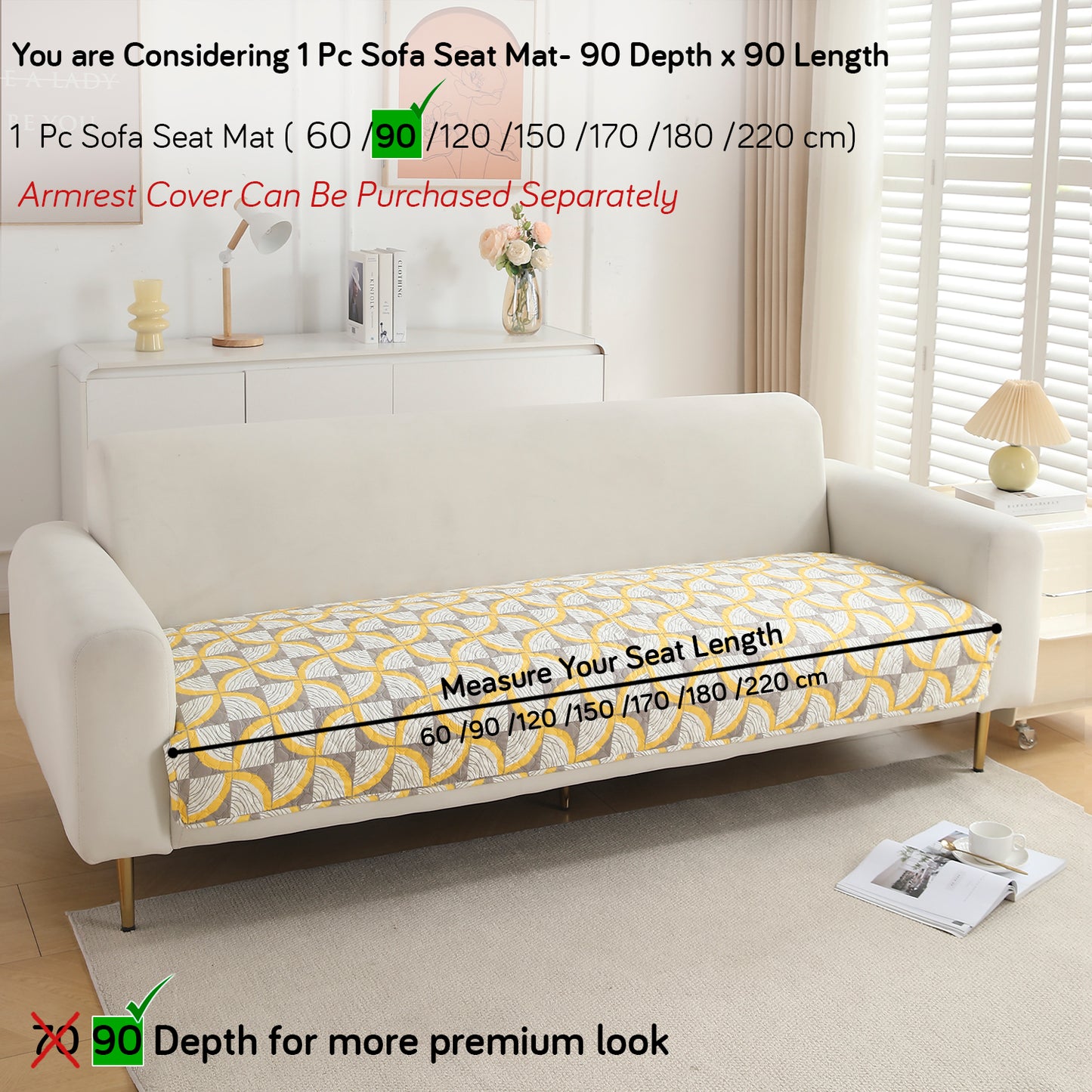 Polyester Printed Quilted Sofa Cover Mats, Windmill Cyber Yellow
