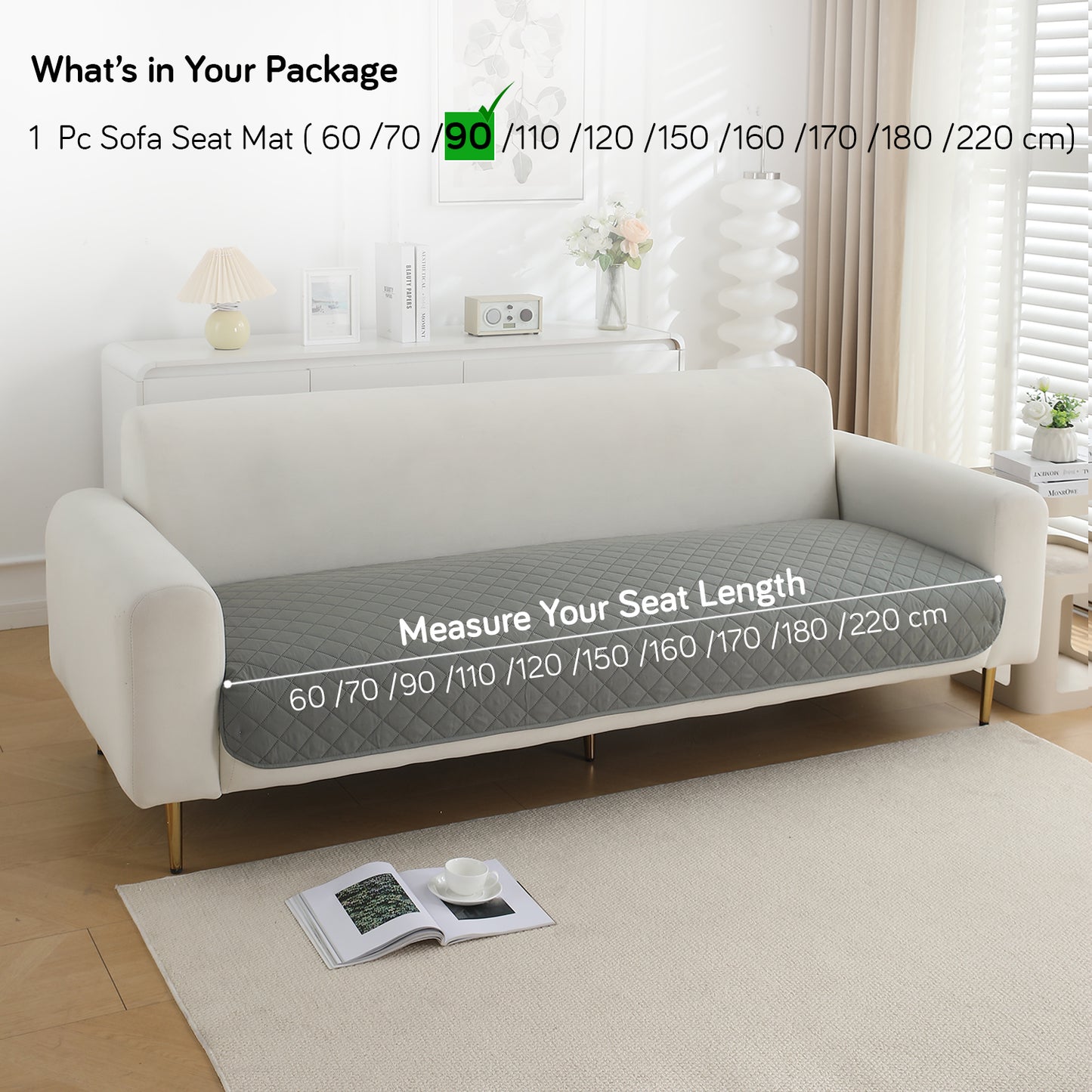 Waterproof Quilted Mats, Light Grey