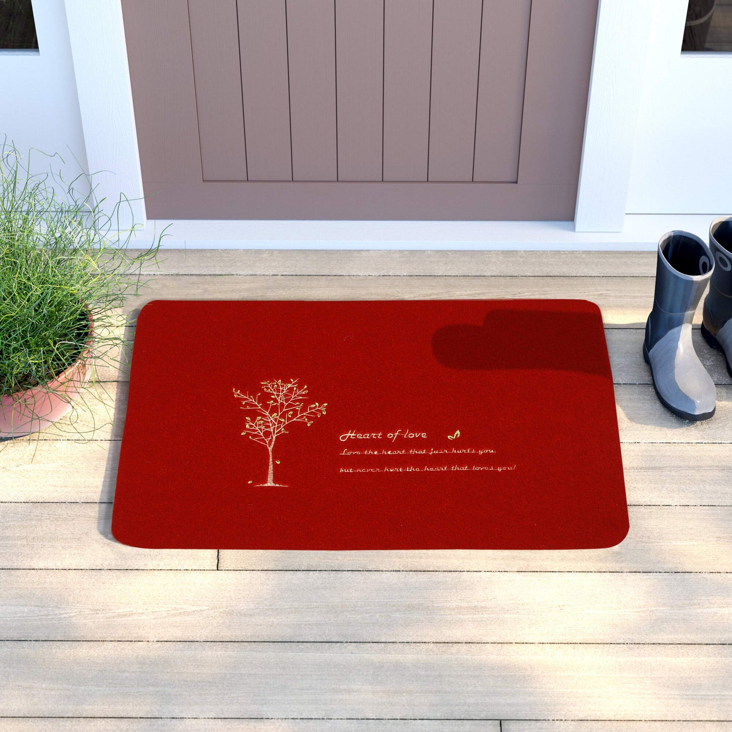 Rubber Back Dirt Trapper Inside Outside Main Door Mats For Entrance Big Size, 45 X 70 Cm, Red
