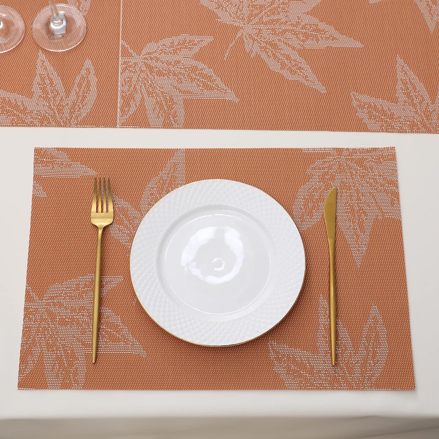 PVC Dining Table Mats, Orange Maple Leaf