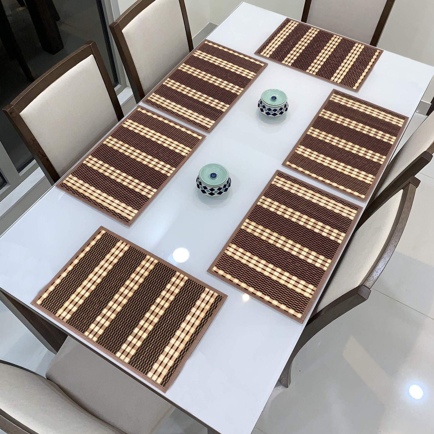 Heat Resistant Bamboo Dinner Mats, Dark Brown