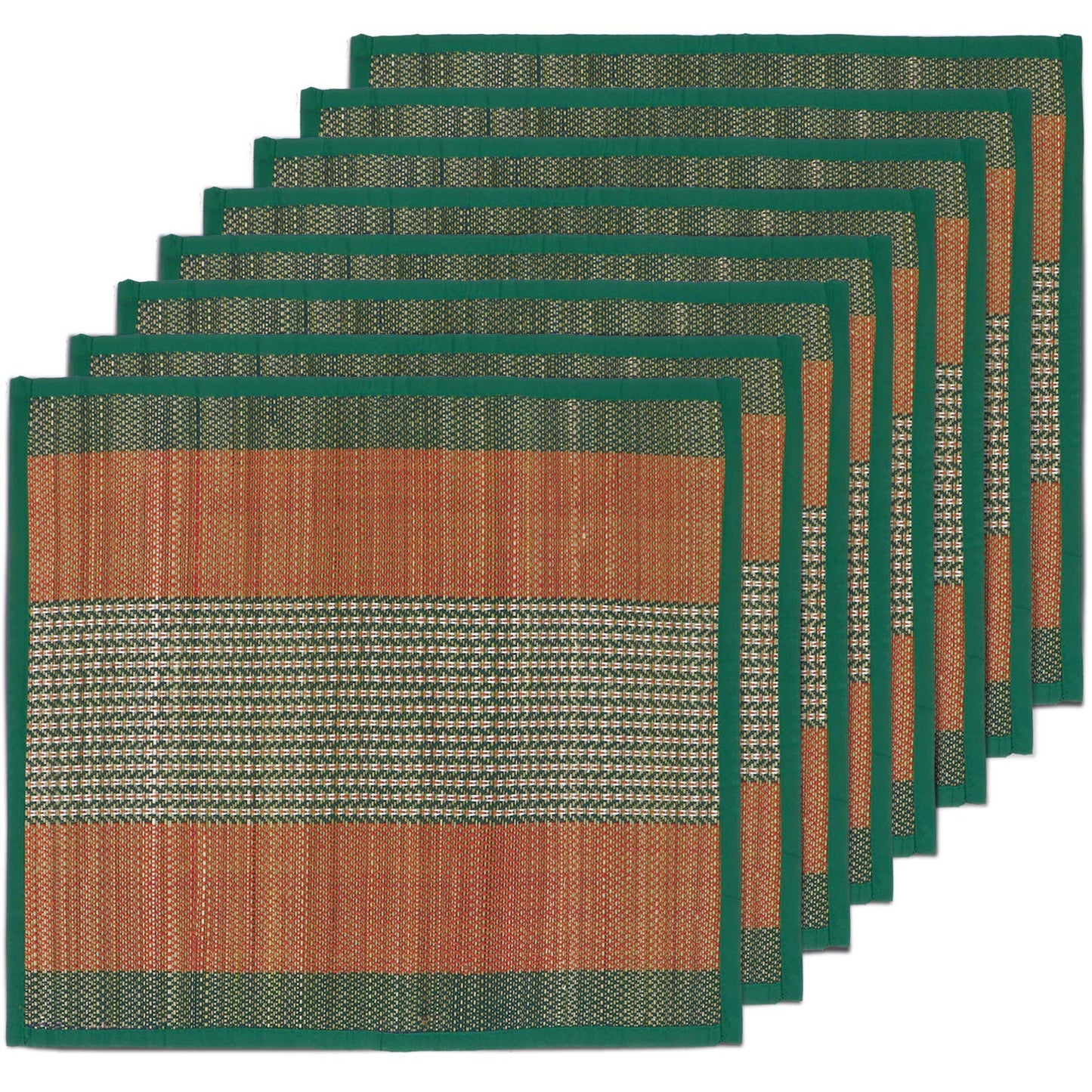 Natural River Grass Handcrafted Pooja Floor Mats/Meditation Prayer Mat/Sittting Mat/Aasan Mat Chatai for Pack of 2/4/6/8, Green