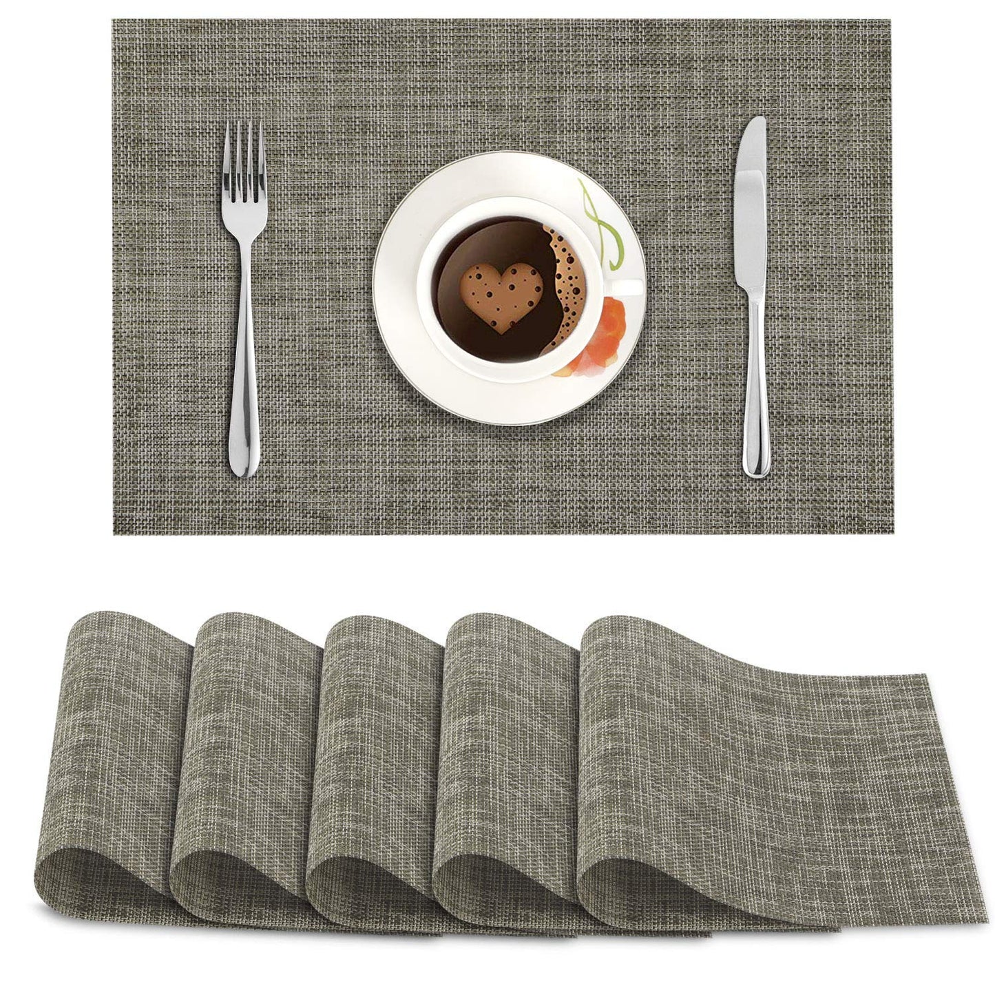 PVC Dining Table Mats, Ash Grey