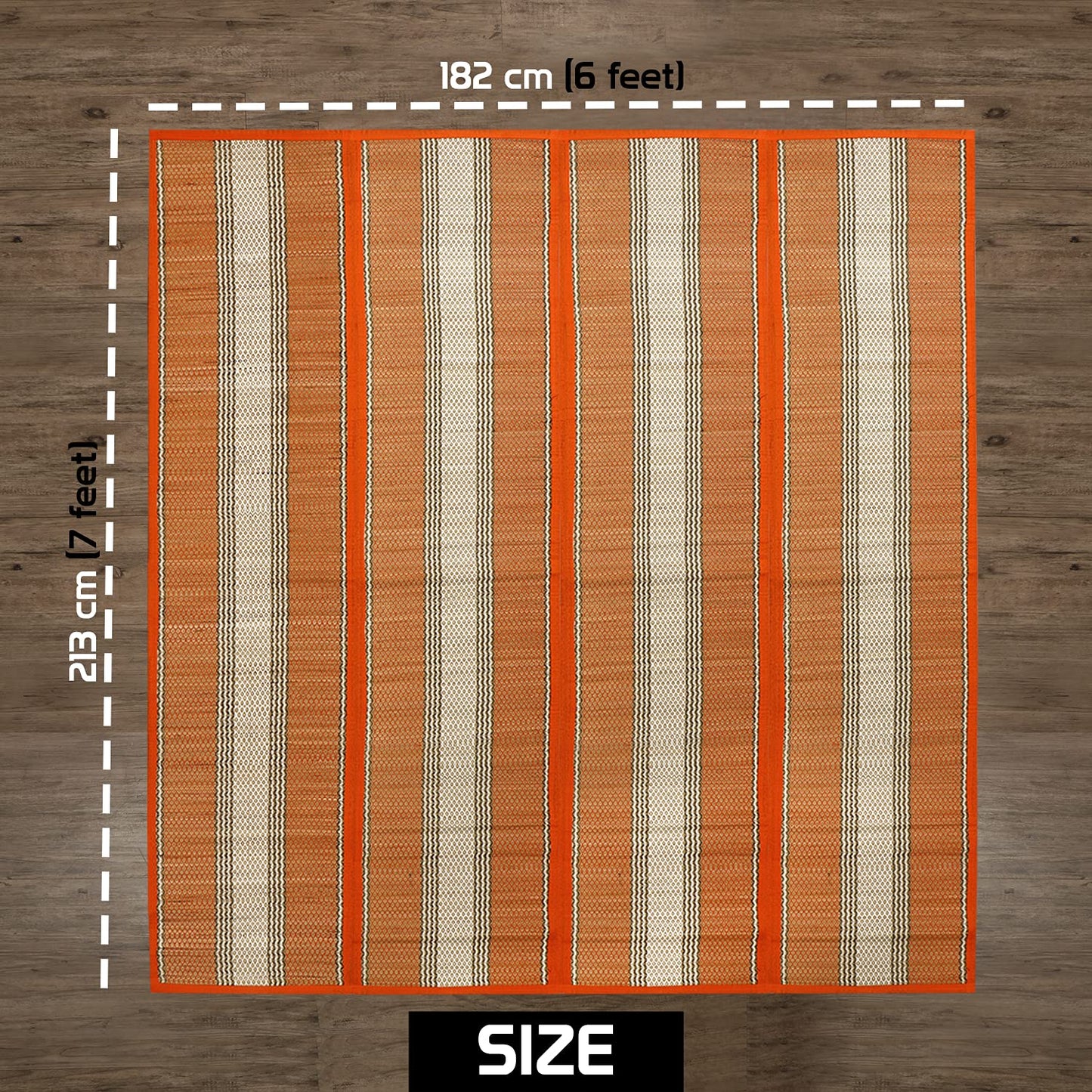 Natural Handmade Madurkathi Large Chatai Mats for Home, Orange
