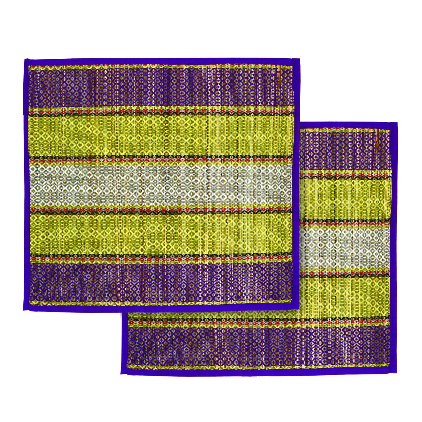 Natural River Grass Handcrafted Pooja Floor Mats/Meditation Prayer Mat/Sittting Mat/Aasan Mat Chatai for Pack of 2/4/6/8, Purple