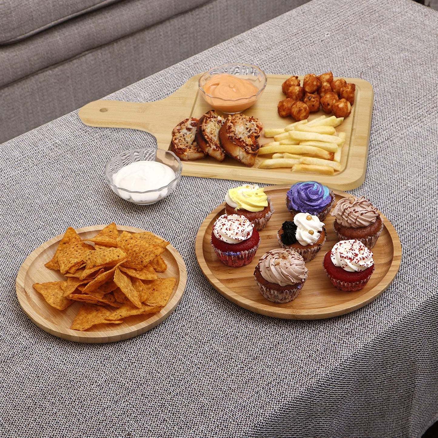 Wooden Platter Serving Tray with Handle | Pizza Tray | Snacks Serving Platter, 40x25 cm