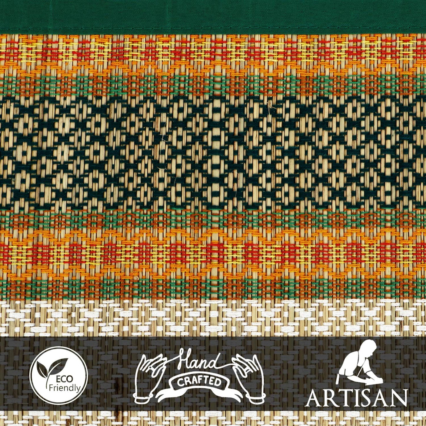 Natural Handmade Madurkathi Large Chatai Mats for Home, Green