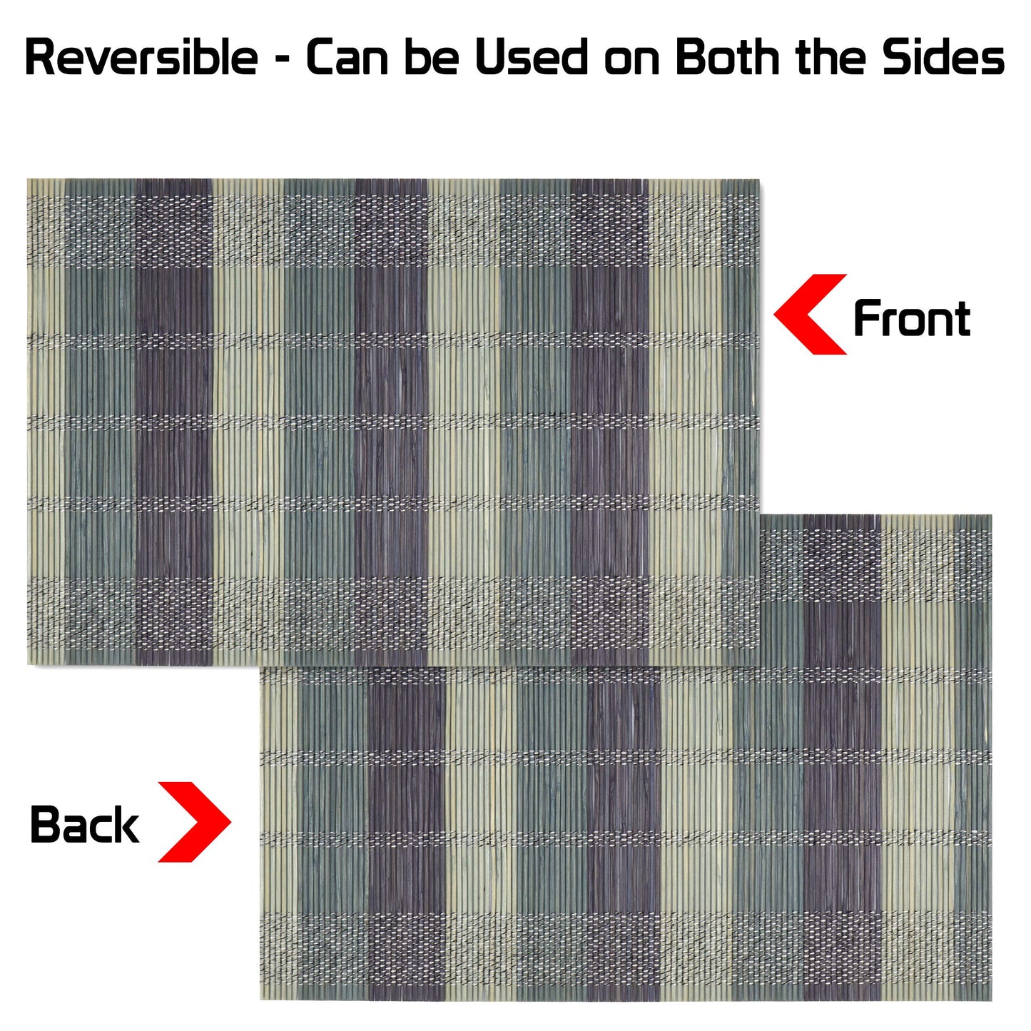 Heat Resistant Bamboo Placemats Set of 6 Dining Table Mats, 45x30 cm, Bean Blue
