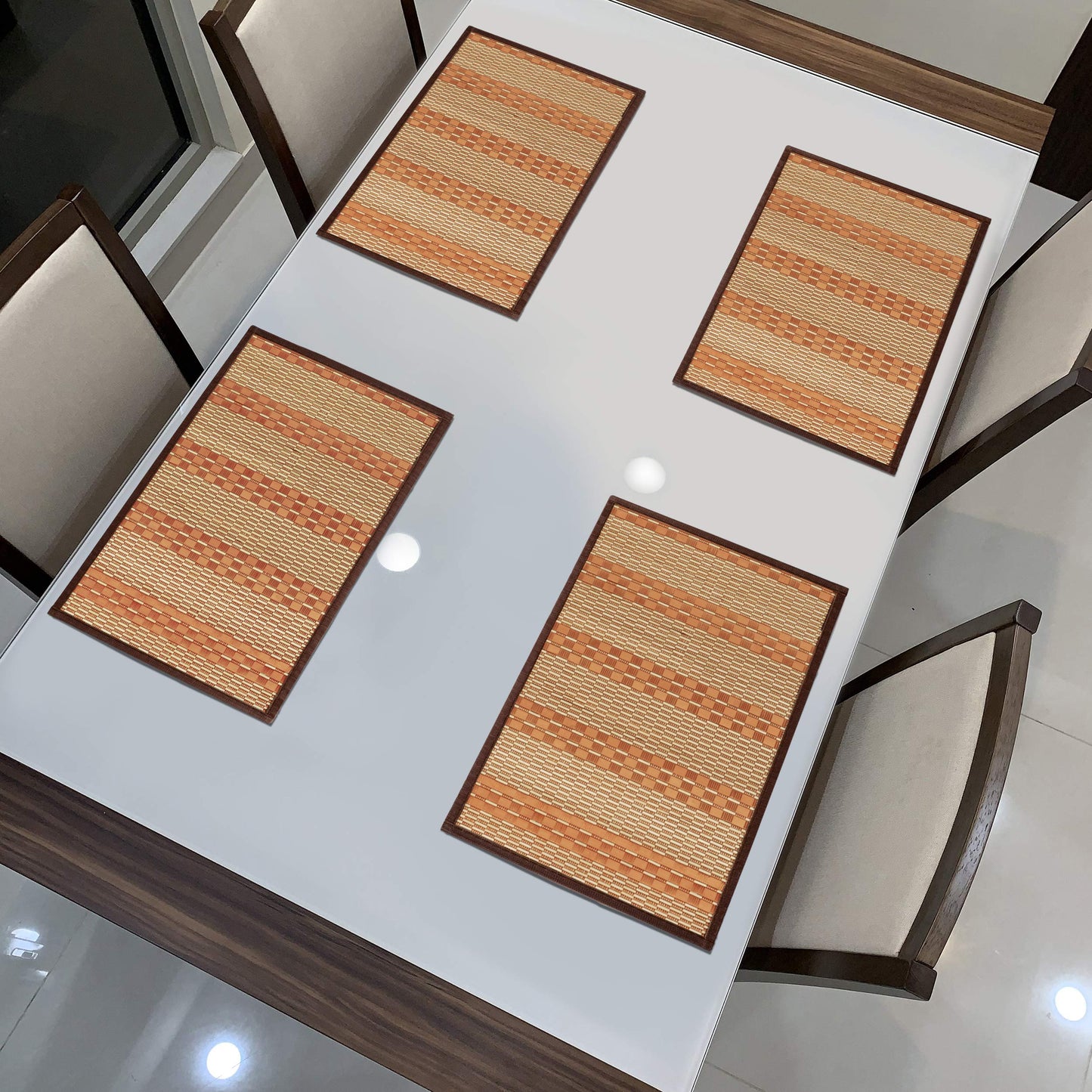 Heat Resistant Bamboo Dinner Mats, Orange