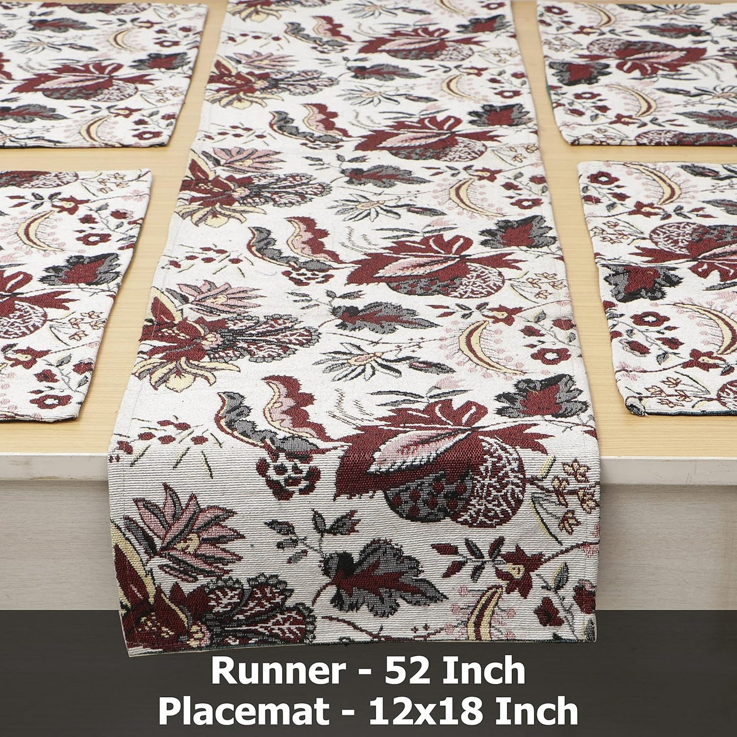 Cotton Jacquard Dining Table Mats, White Spring Flower